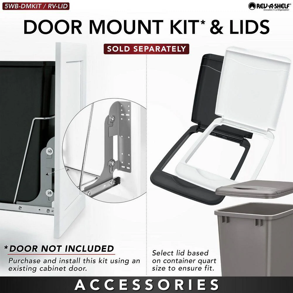 Rev-A-Shelf 35-Quart Plastic Pull-Out Trash Can, Double Bin, Bottom-Mount - Image 7