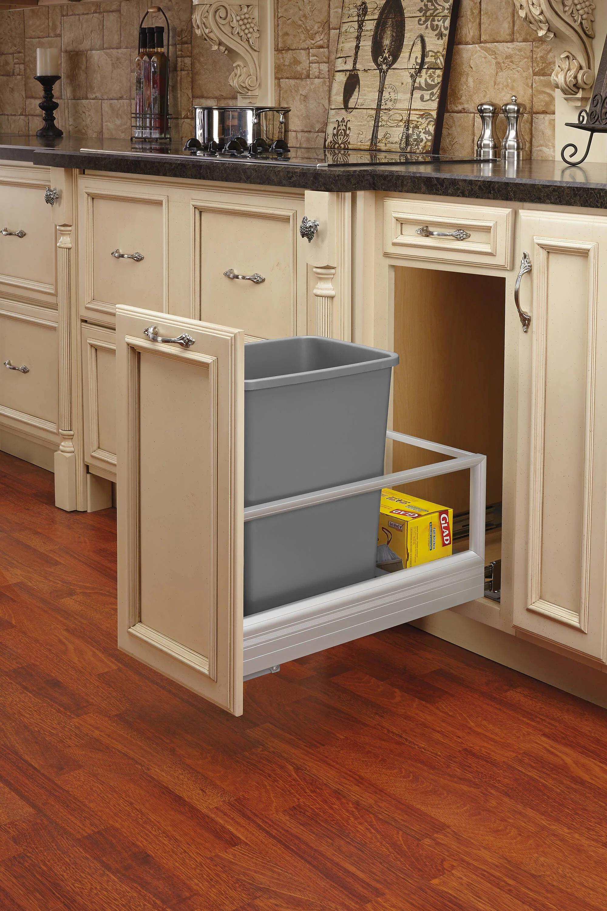 Rev-A-Shelf 35-Quart Plastic Soft-Close Pull-Out Trash Can, 12 x 22 x 20 in, Single Bin - Image 2
