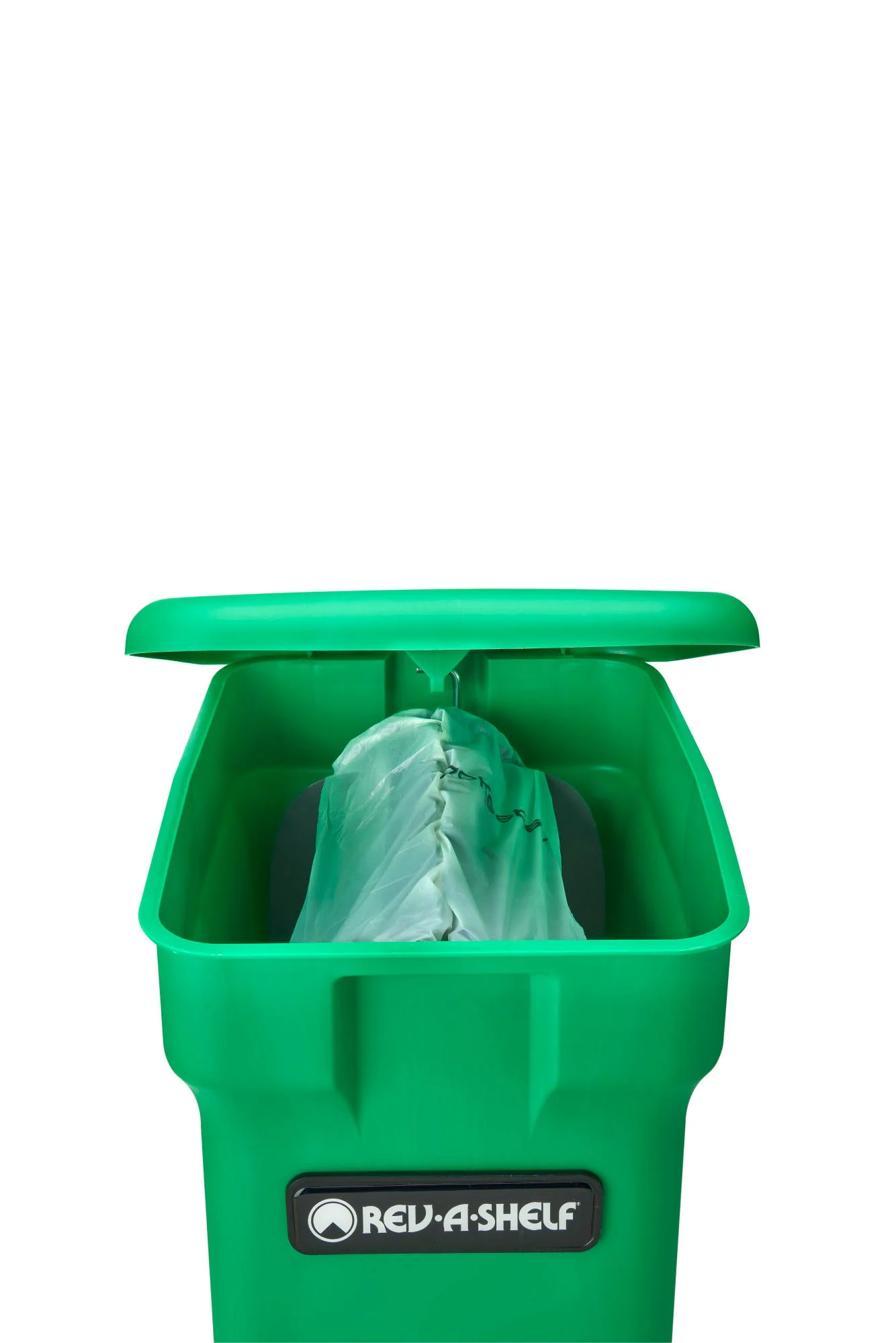 Rev-A-Shelf 35-Quart Plastic Soft-Close Pull-Out Trash Can – Aluminum Bottom-Mount, Green Odor-Reducing Bin (5349-18CKOG-2) - Image 6