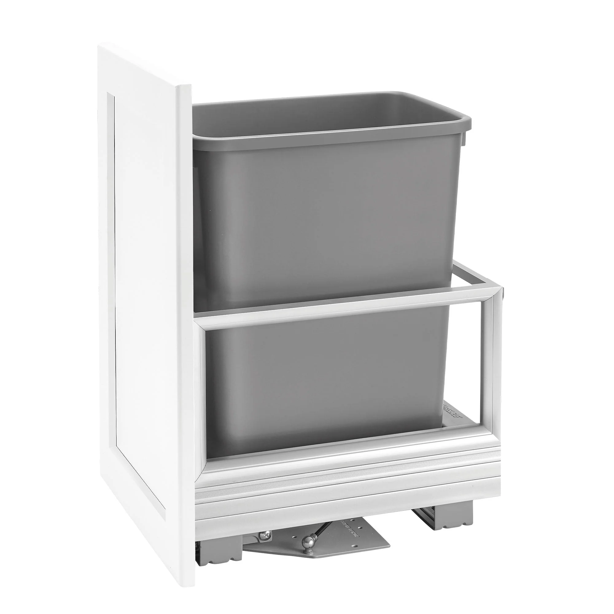 Rev-A-Shelf 35-Quart Plastic Soft-Close Pull-Out Trash Can, Aluminum Frame