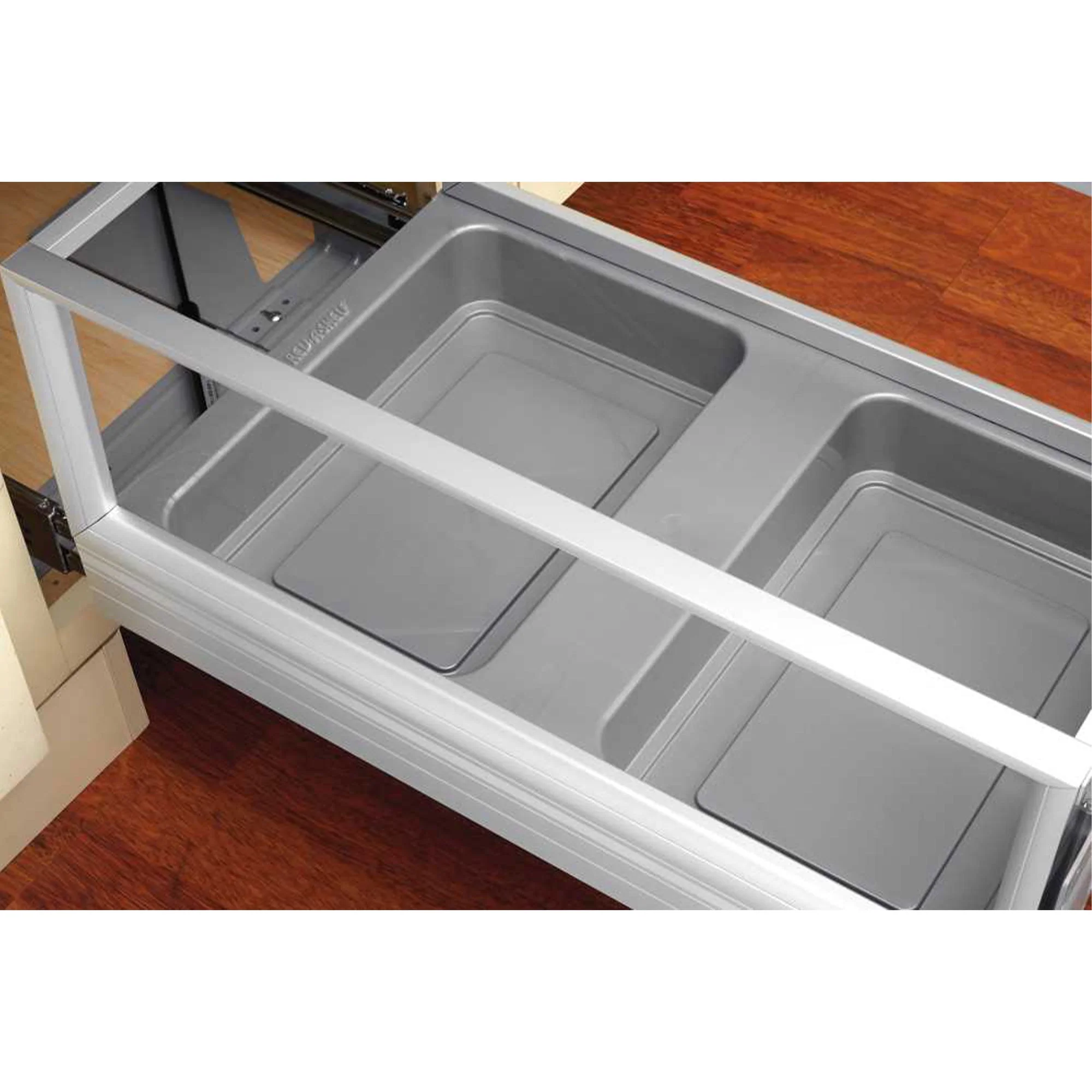 Rev-A-Shelf 35-Quart Plastic Soft-Close Pull-Out Trash Can, Aluminum Frame - Image 3