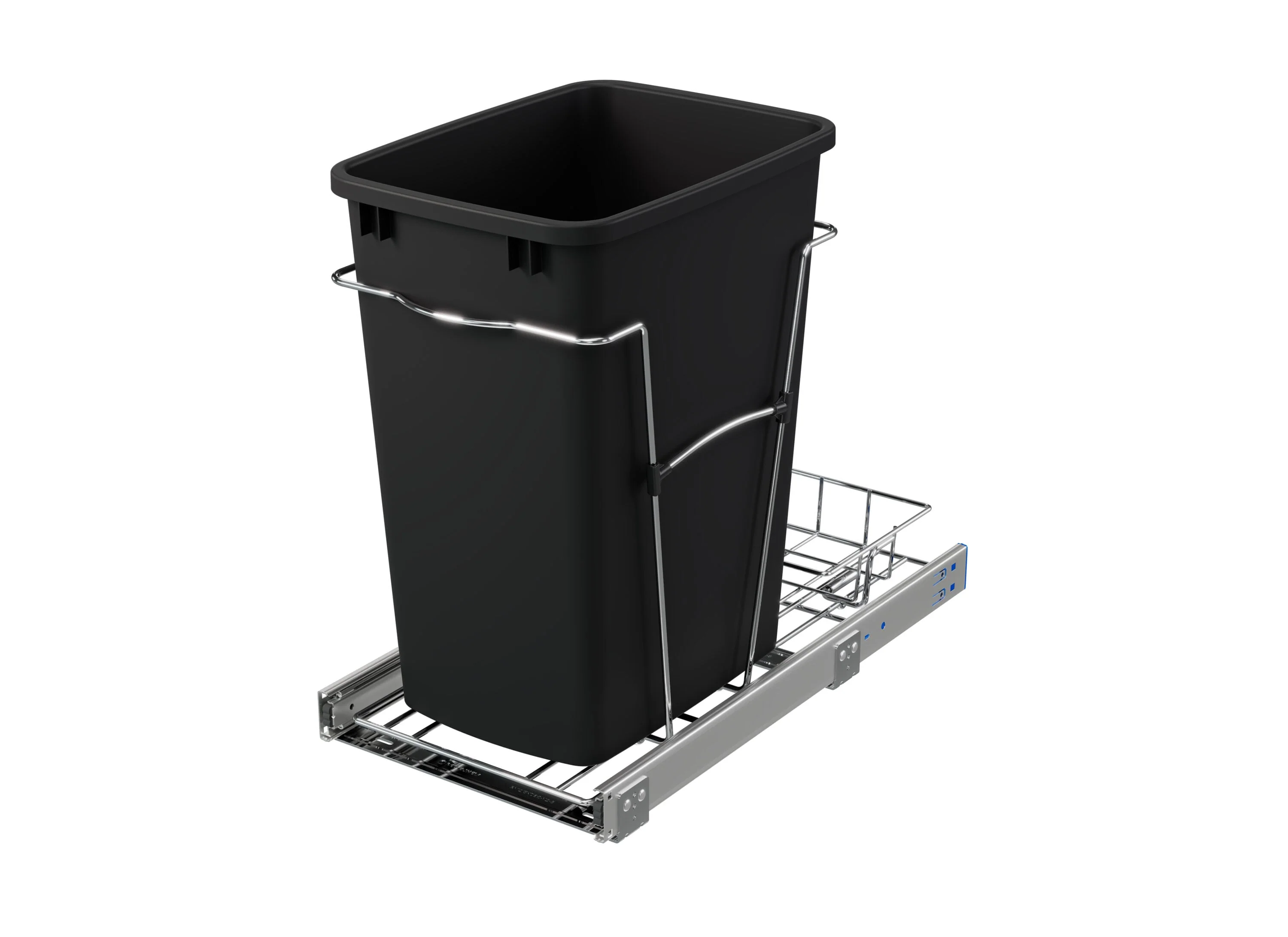 Rev-A-Shelf 35-Quart Plastic Soft-Close Pull-Out Trash Can, Chrome Frame