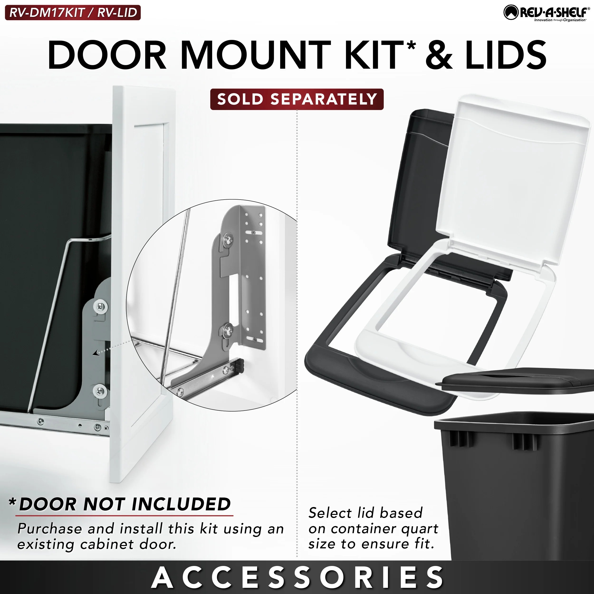 Rev-A-Shelf 35-Quart Plastic Soft-Close Pull-Out Trash Can, Chrome Frame - Image 8