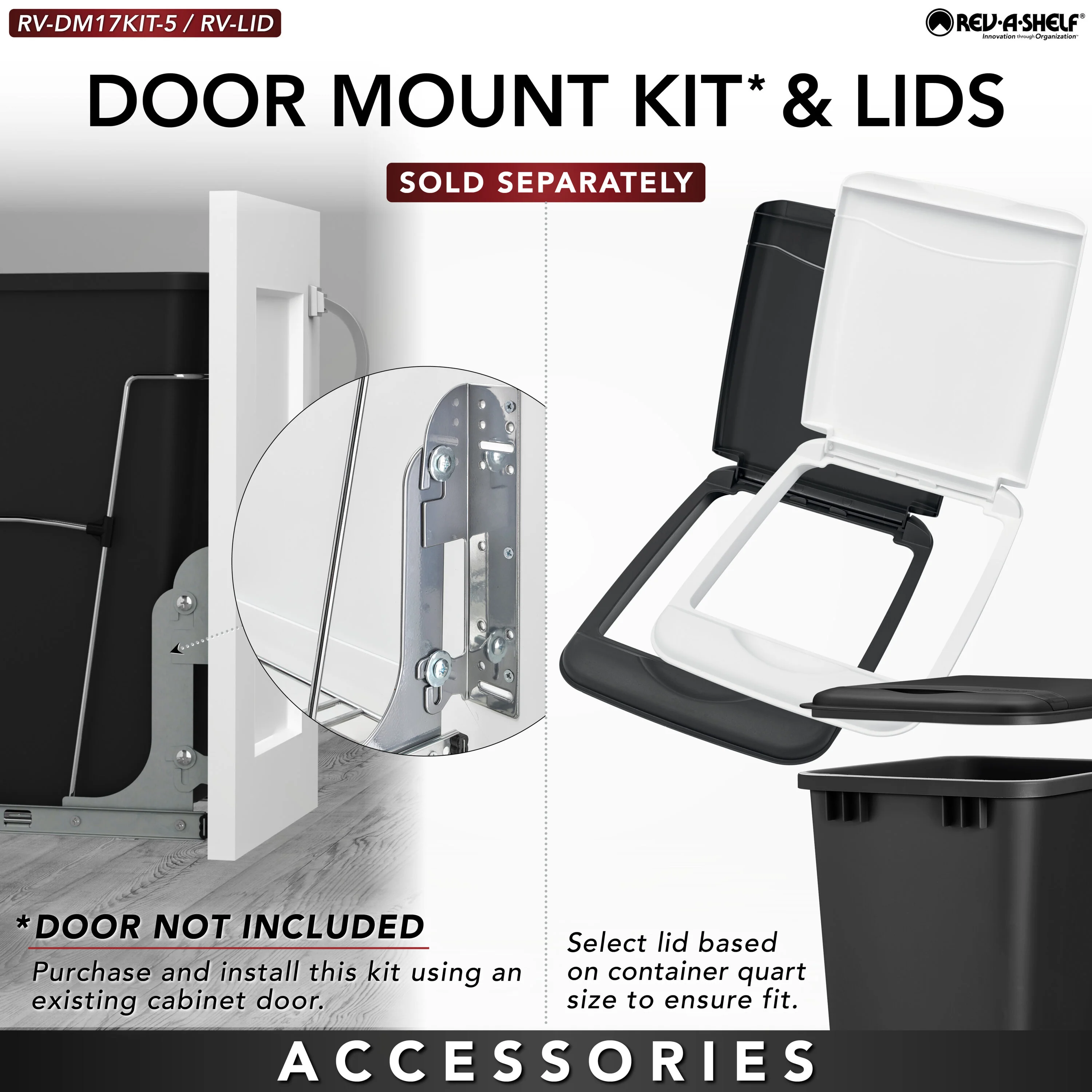 Rev-A-Shelf 35-Quart Plastic Soft-Close Pull-Out Trash Can, Dual Bin - Image 8