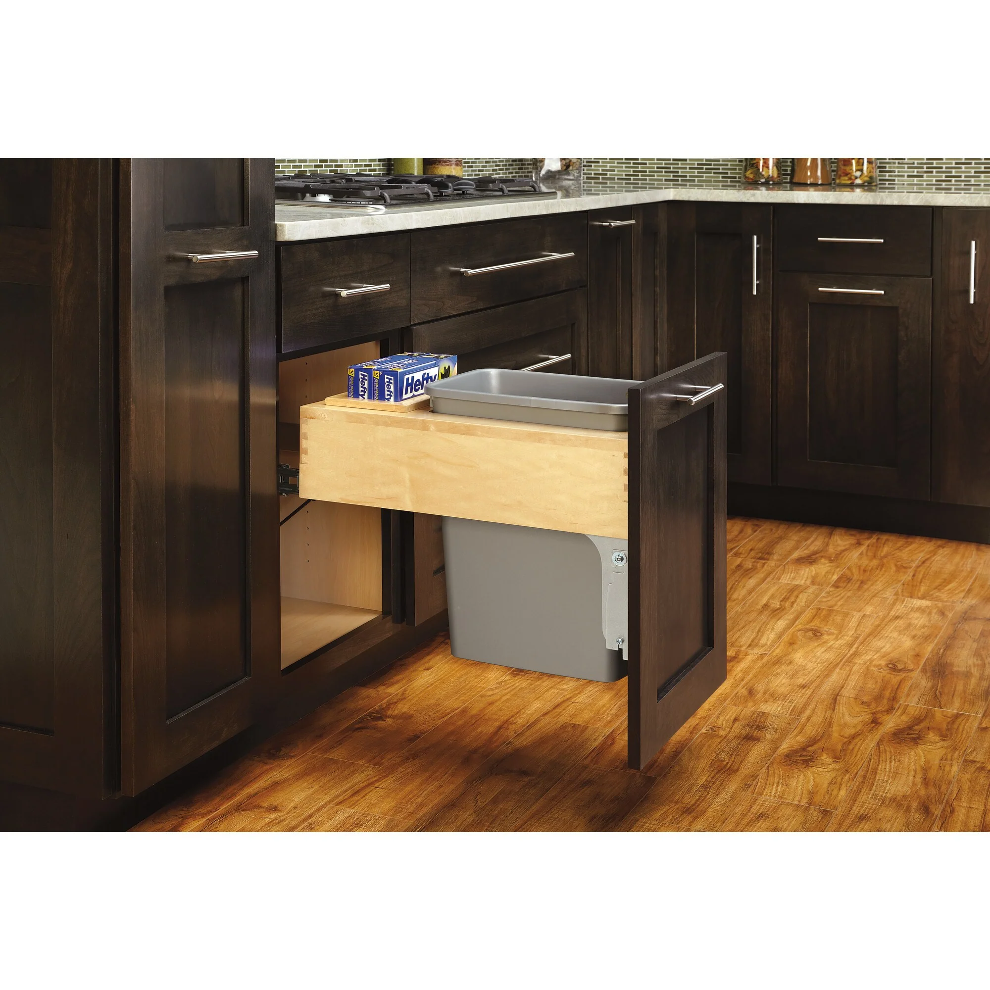 Rev-A-Shelf 35-Quart Plastic Soft Close Pull Out Trash Can, Top-Mount, 14.5–16.75 in Cabinet Opening - Image 2