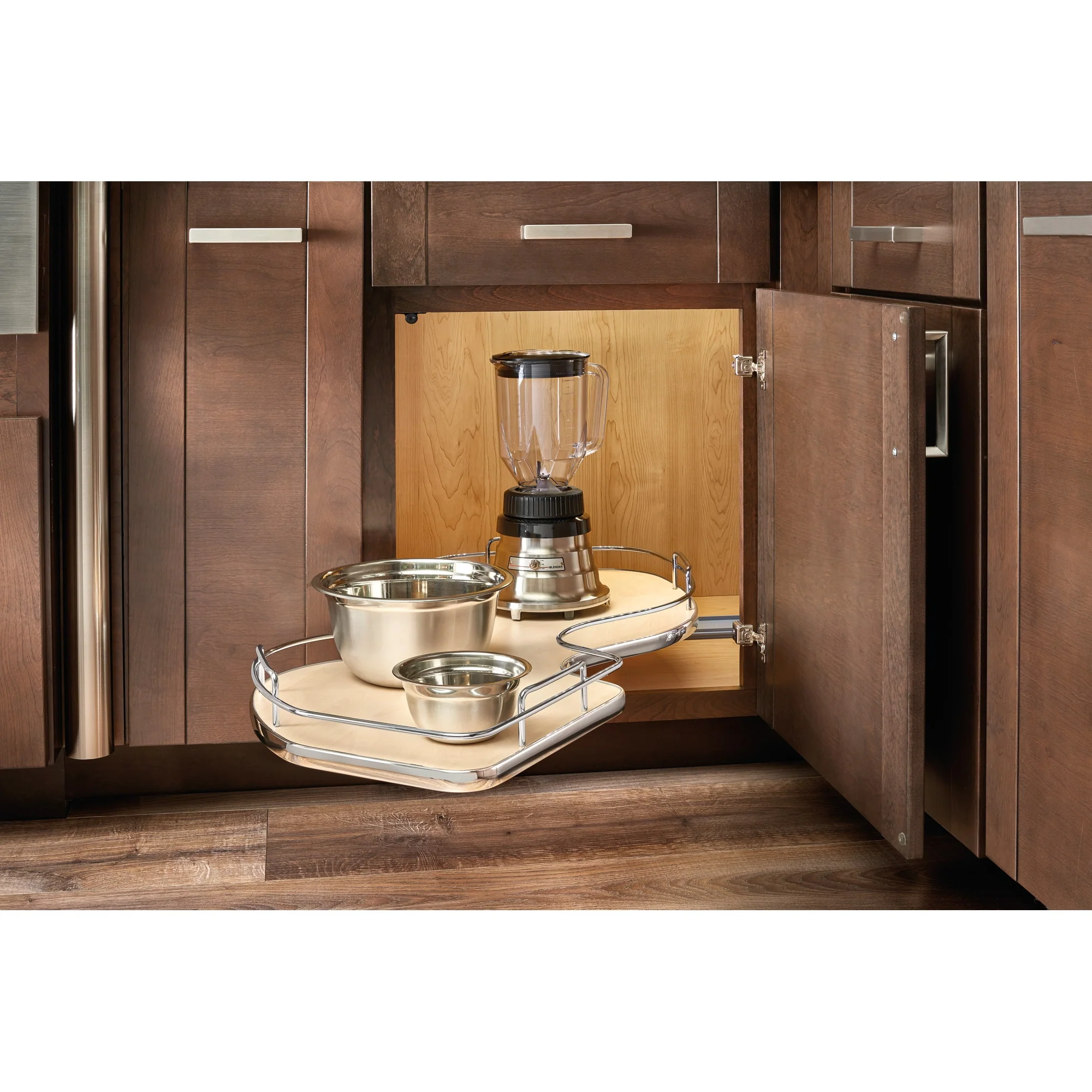 Rev-A-Shelf 39-in W x 6.5-in H 1-Tier Pull-Out Metal Cabinet Organizer, Maple, Right-Hand for Blind Left Corner - Image 2