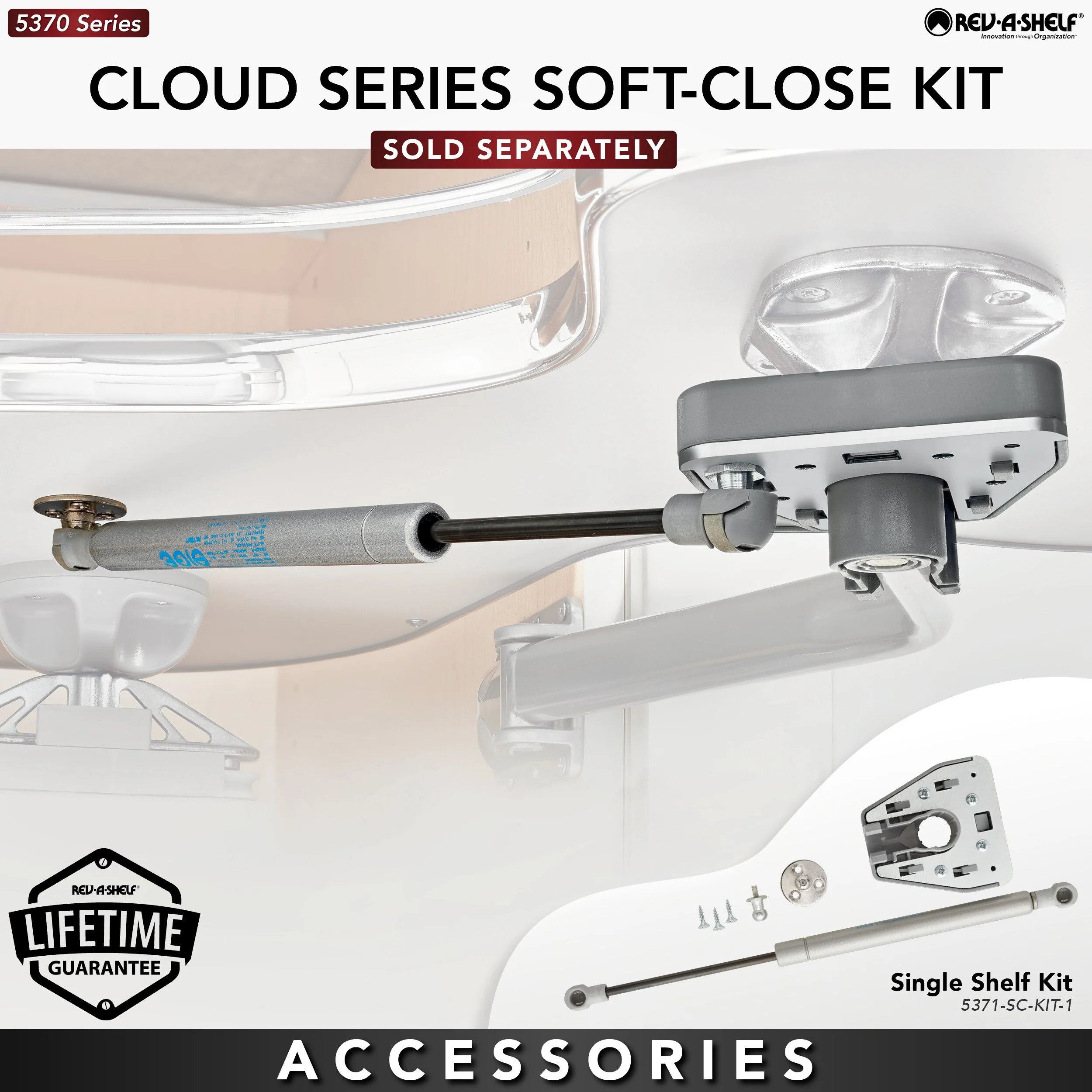 Rev-A-Shelf 4.75-in W x 2-in H x 14-in D Soft-Close Sliding Shelf Kit for Cloud Blind Corner Organizers, 1-Tier - Image 5