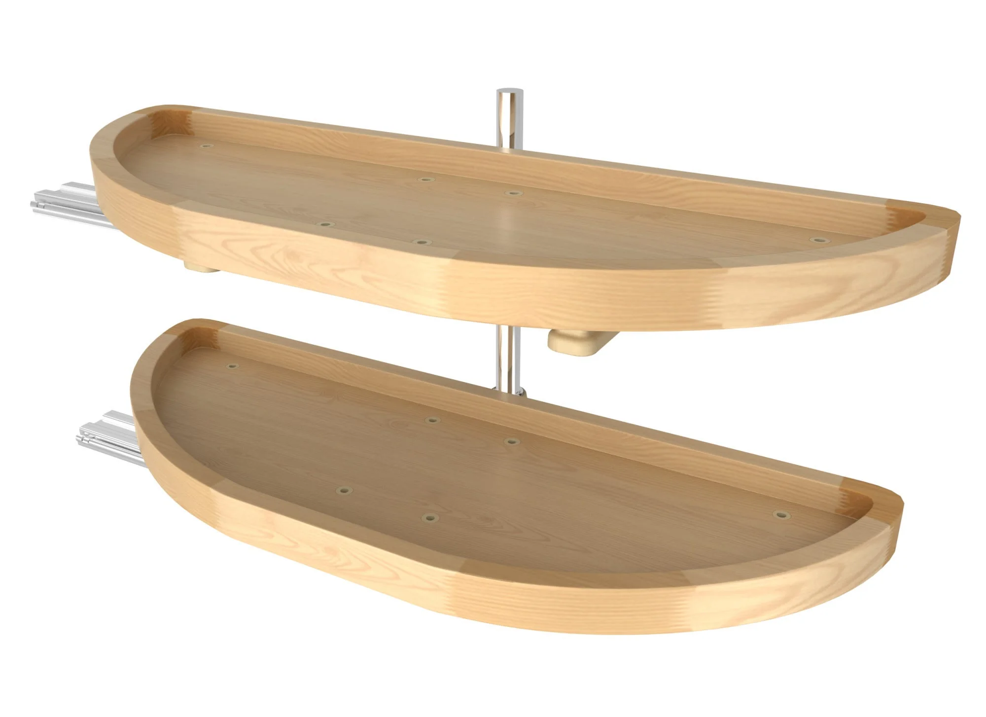 Rev-A-Shelf 4WLS Series Classic Wood Half-Moon 2-Shelf Lazy Susan – 32 in - Image 2
