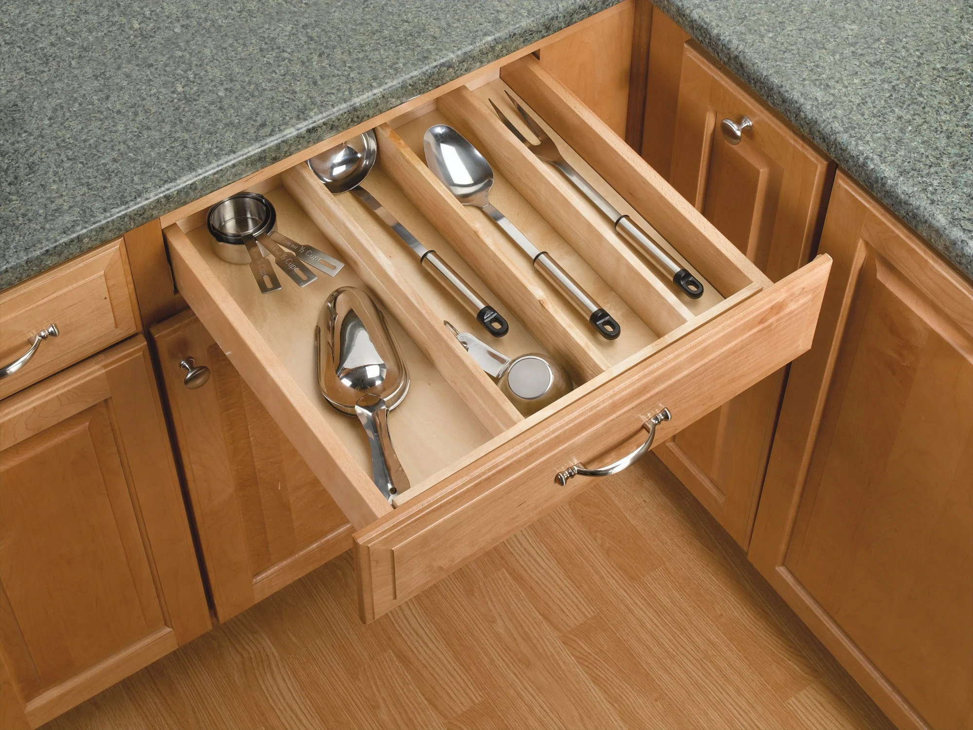 Rev-A-Shelf 4WUT-3 Tall Wood Utility Tray Insert – Trim-to-Fit Maple Drawer Organizer - Image 5