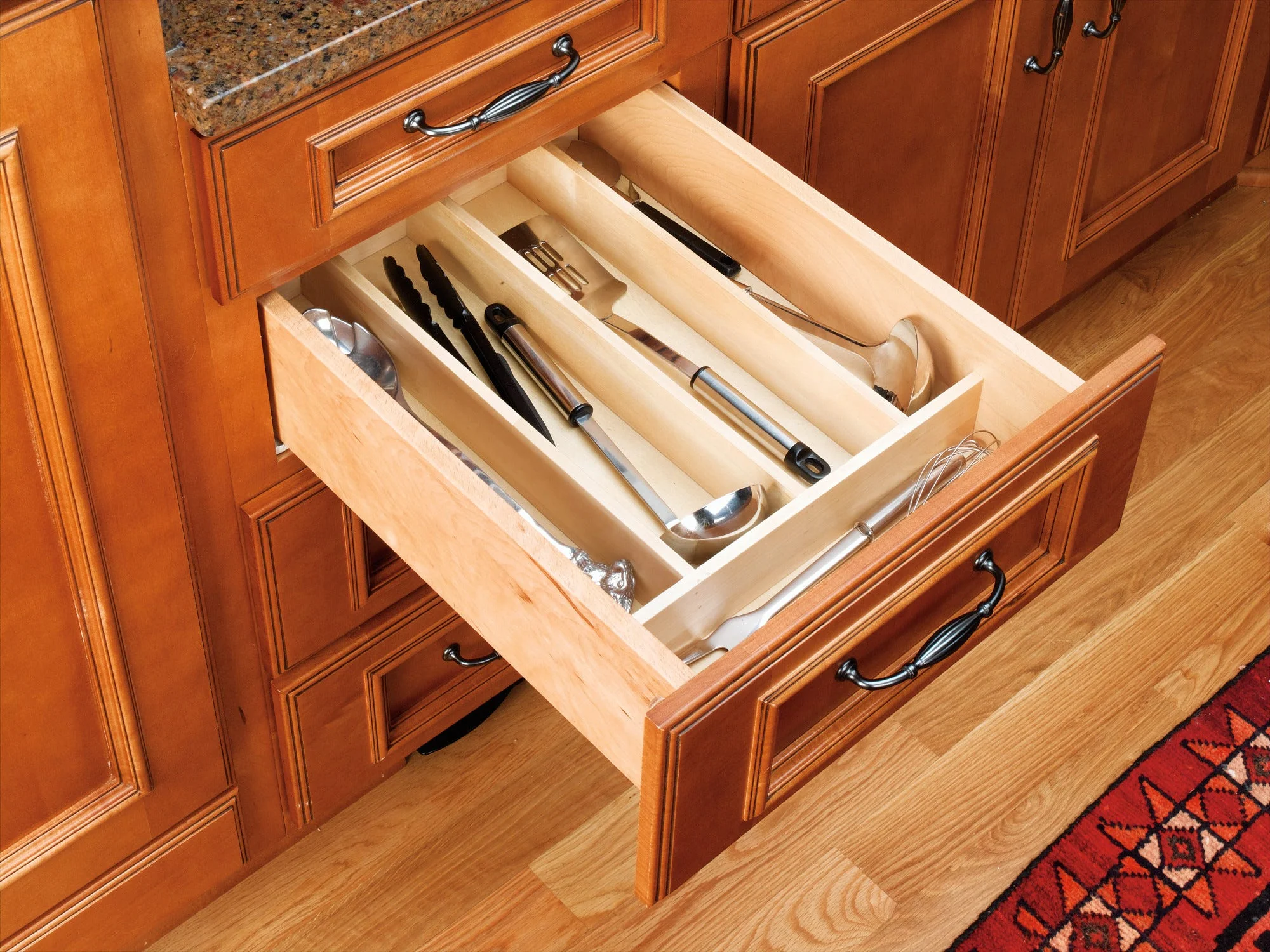 Rev-A-Shelf 4WUT-3 Tall Wood Utility Tray Insert – Trim-to-Fit Maple Drawer Organizer - Image 6
