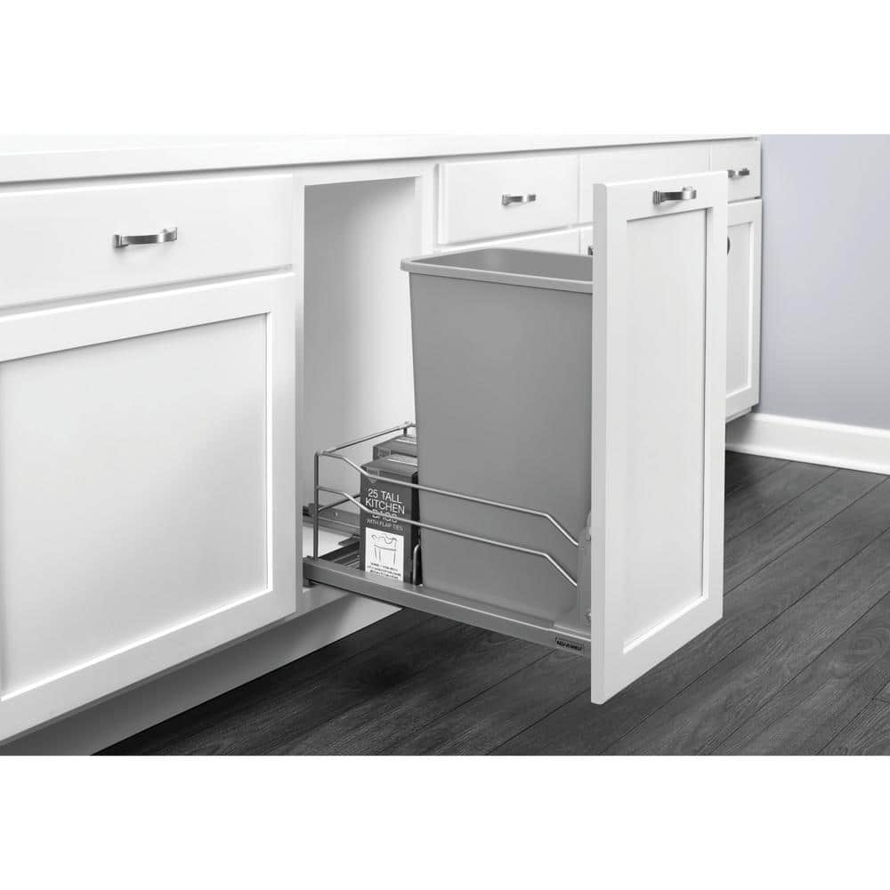 Rev-A-Shelf 50-Quart Plastic Pull-Out Trash Can, Orion Gray, Soft-Close, 11.01 in W x 22.25 in D x 22.88 in H - Image 7