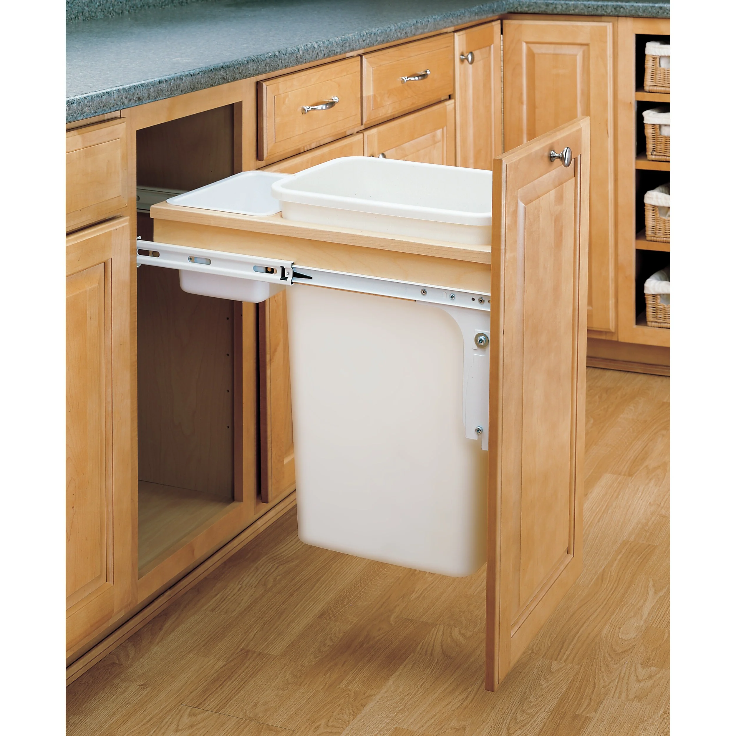 Rev-A-Shelf 50-Quart Plastic Pull-Out Trash Can, Top-Mount, 15-in Cabinet Opening - Image 2