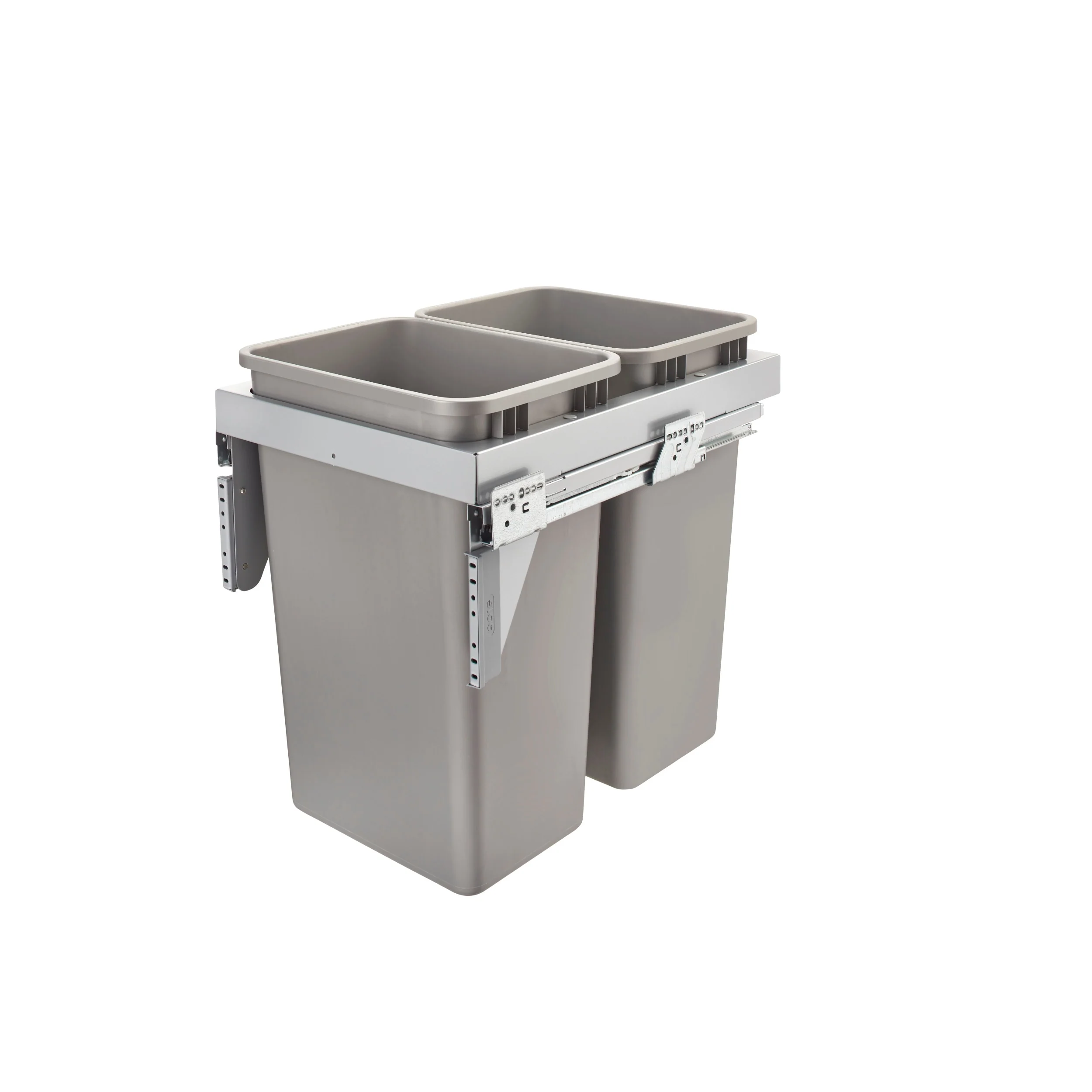 Rev-A-Shelf 50-Quart Plastic Soft-Close Double Pull-Out Trash Can, 16.25 in W x 23 in H x 21.69 in D