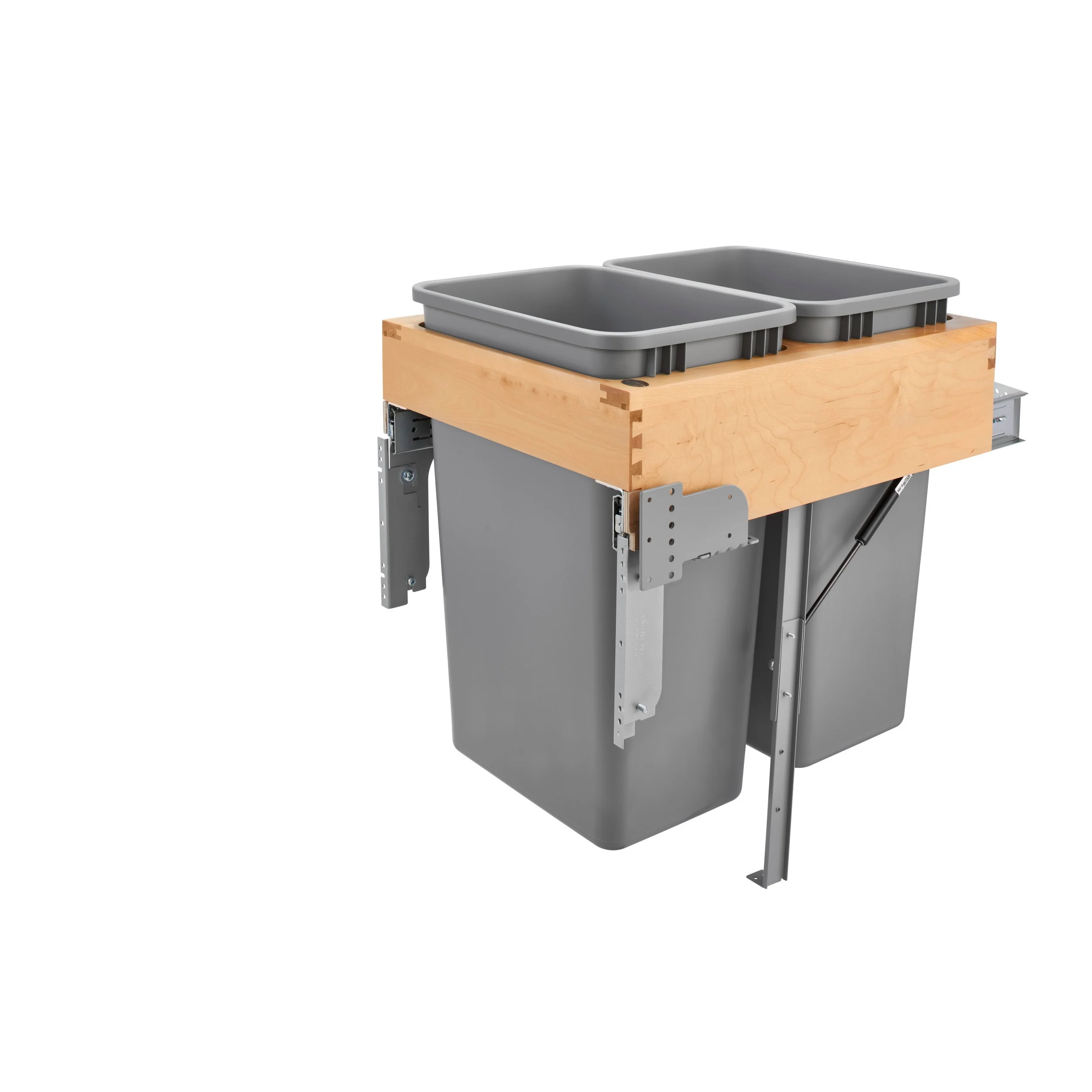 Rev-A-Shelf 50-Quart Plastic Soft Close Double Pull-Out Trash Can, Top-Mount, 18.25W x 24.75H x 21.75D