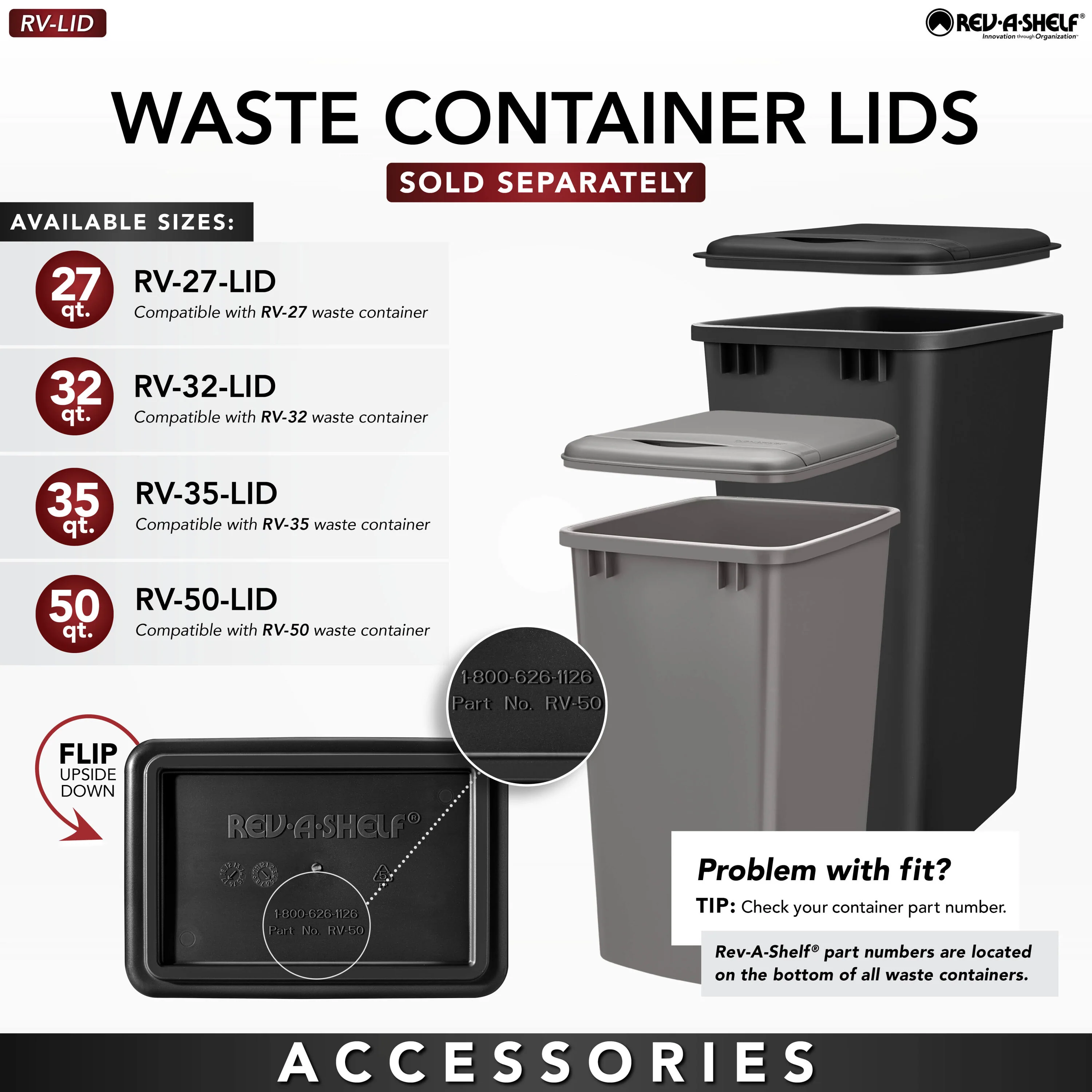 Rev-A-Shelf 50-Quart Plastic Soft-Close Dual Pull-Out Trash Can, Gray - Image 4