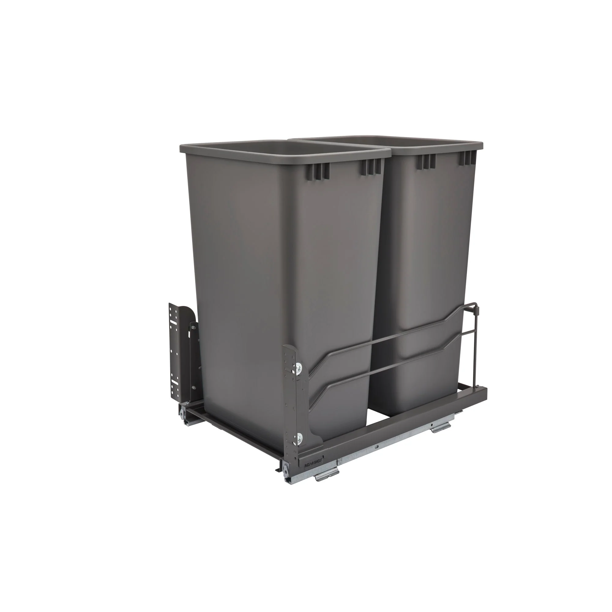 Rev-A-Shelf 50-Quart Plastic Soft-Close Pull-Out Trash Can, Dual Bins, 14.75 in W x 22.25 in D x 22.88 in H