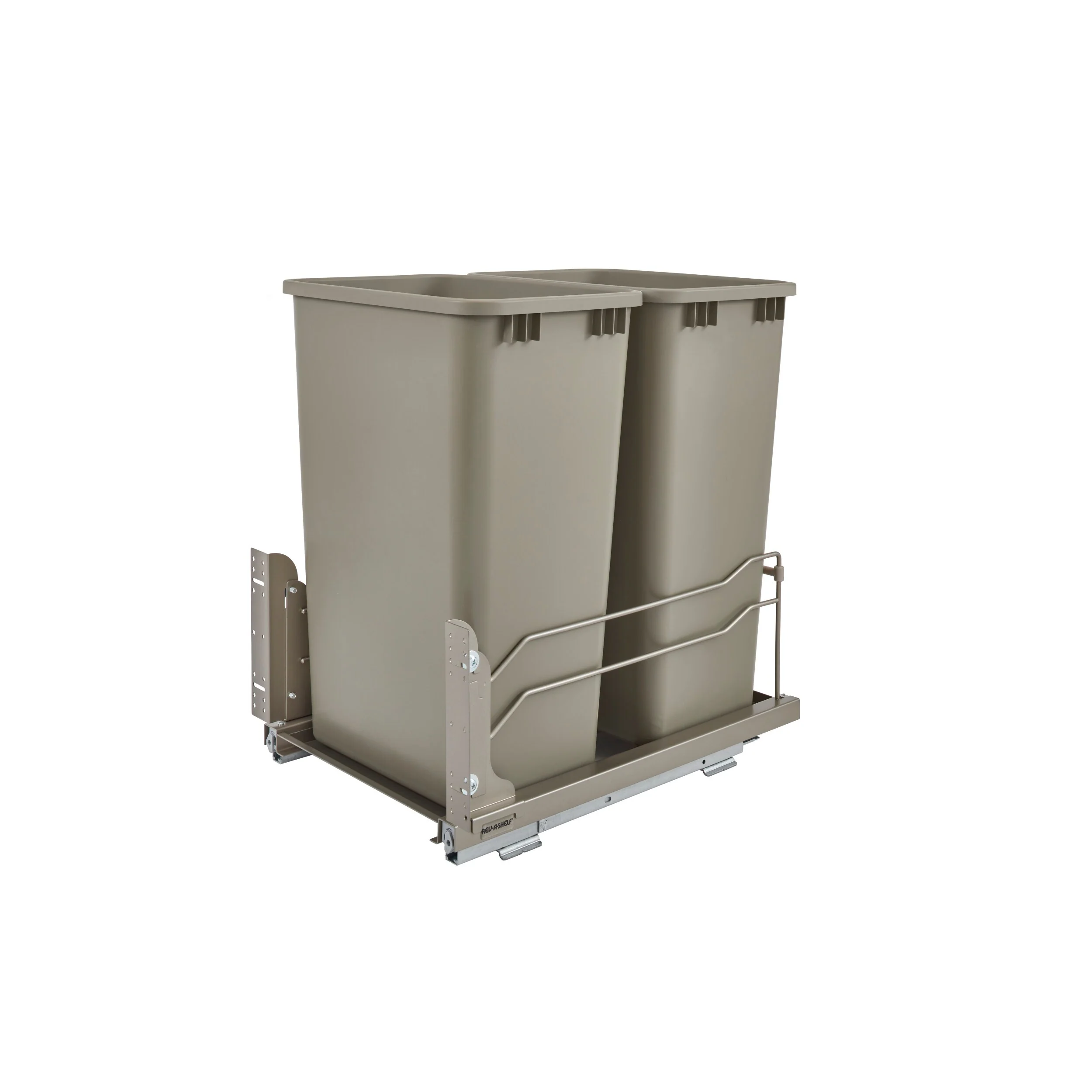 Rev-A-Shelf 50-Quart Plastic Soft-Close Pull-Out Trash Can, Dual Bins, 15–18 in Cabinet