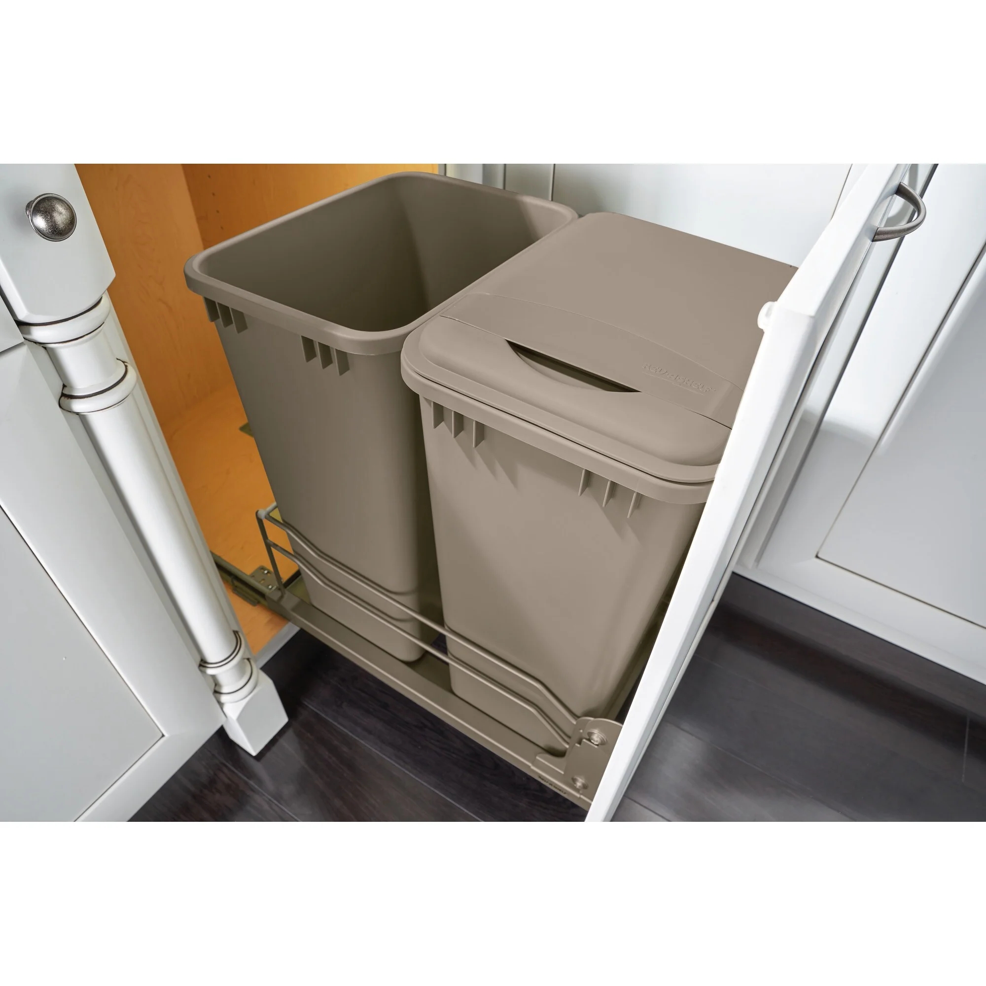 Rev-A-Shelf 50-Quart Plastic Soft-Close Pull-Out Trash Can, Dual Bins, 15–18 in Cabinet - Image 3