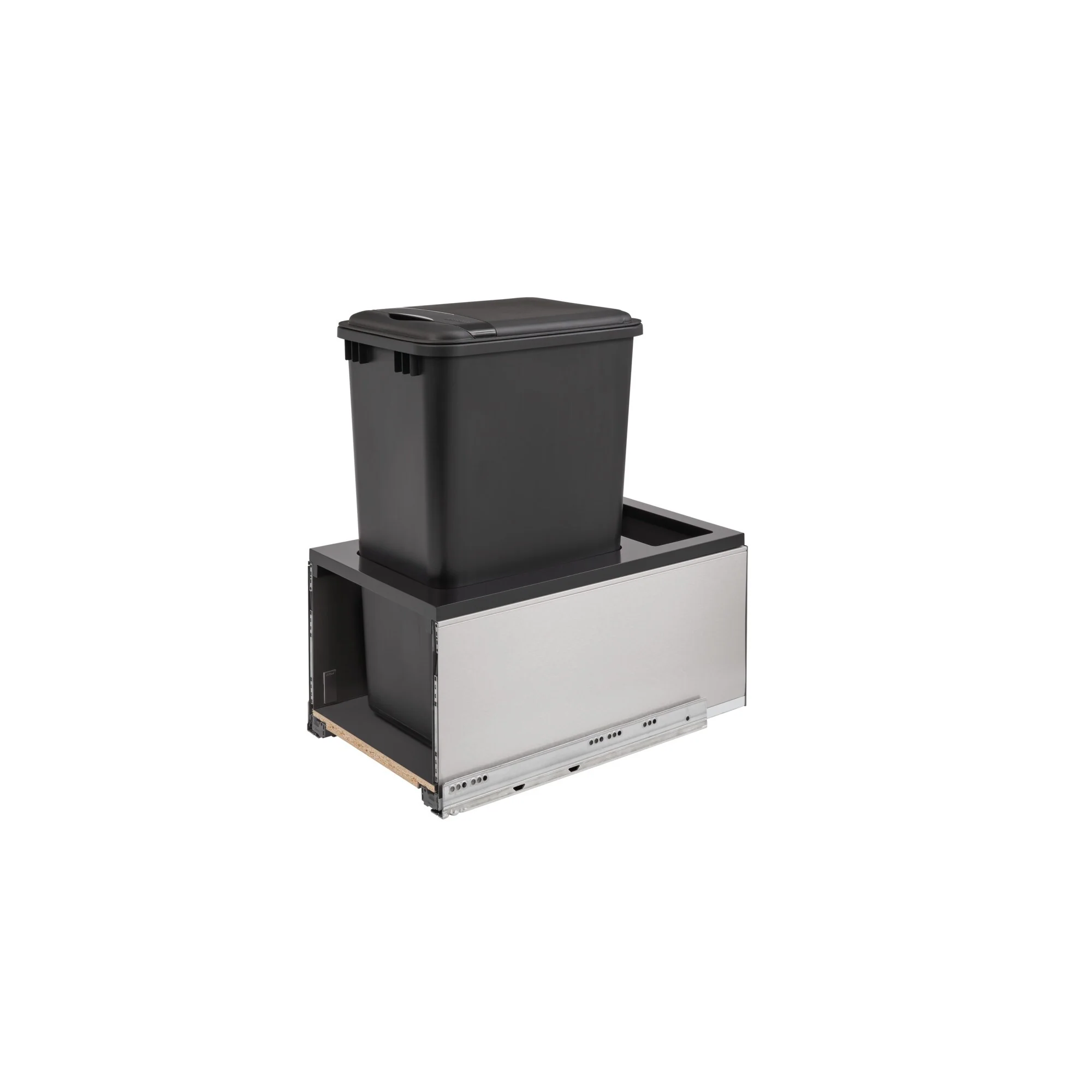 Rev-A-Shelf 50-Quart Plastic Soft-Close Single Pull-Out Trash Can, 13.5 in W x 21.73 in D x 24.23 in H