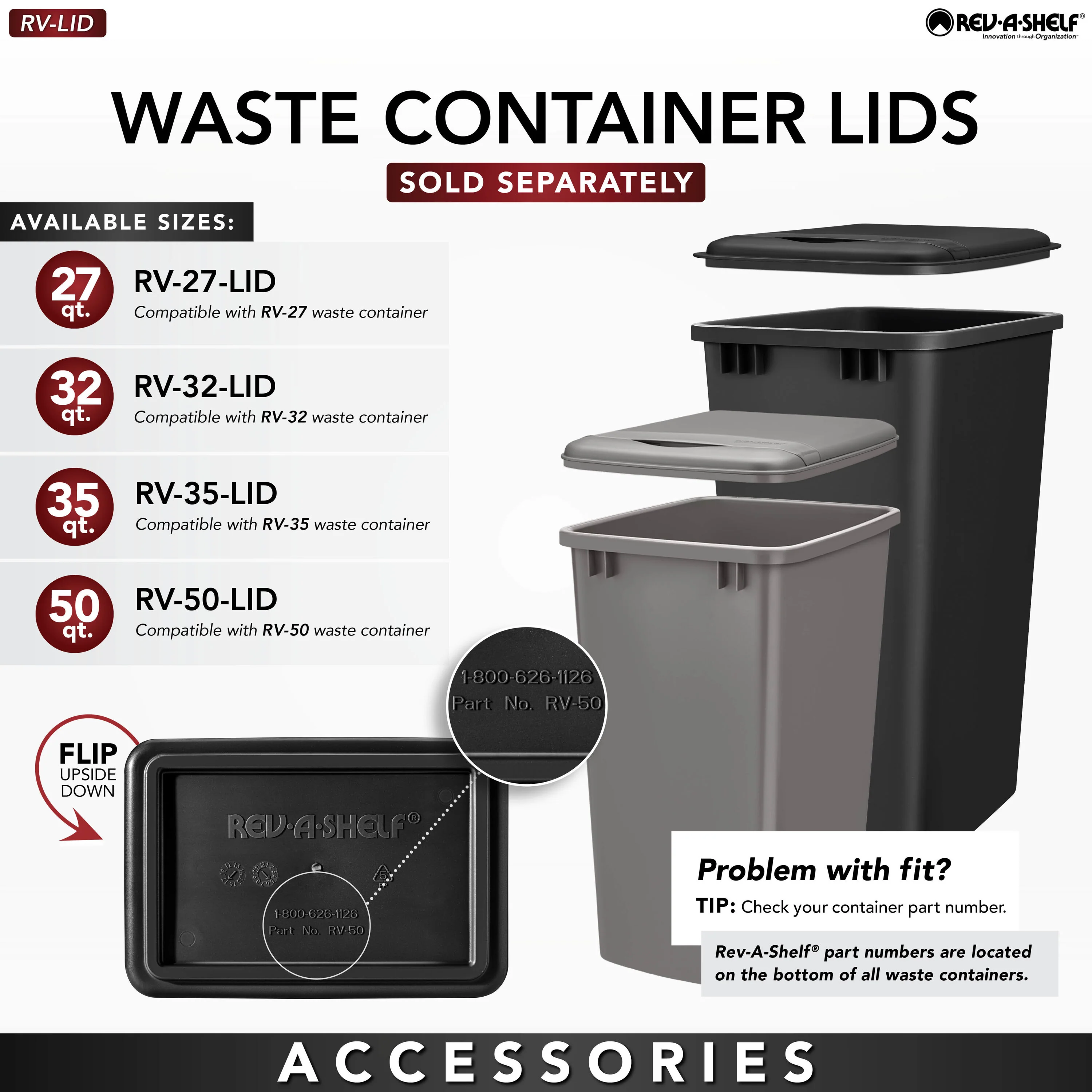 Rev-A-Shelf 50-Quart Plastic Soft-Close Single Pull-Out Trash Can, 13.5 in W x 21.73 in D x 24.23 in H - Image 3