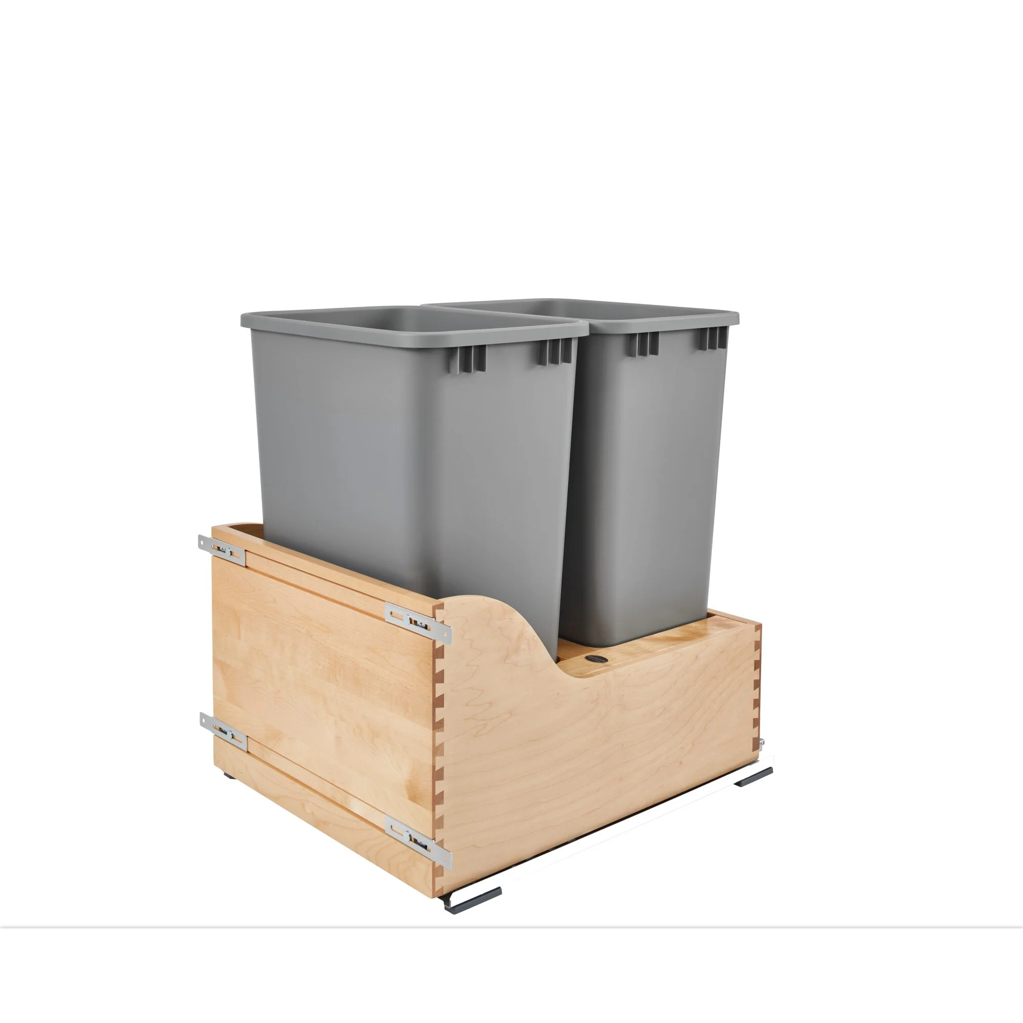 Rev-A-Shelf 50-Quart Soft-Close Dual Pull-Out Trash Can – Maple Frame, BLUMOTION Slides