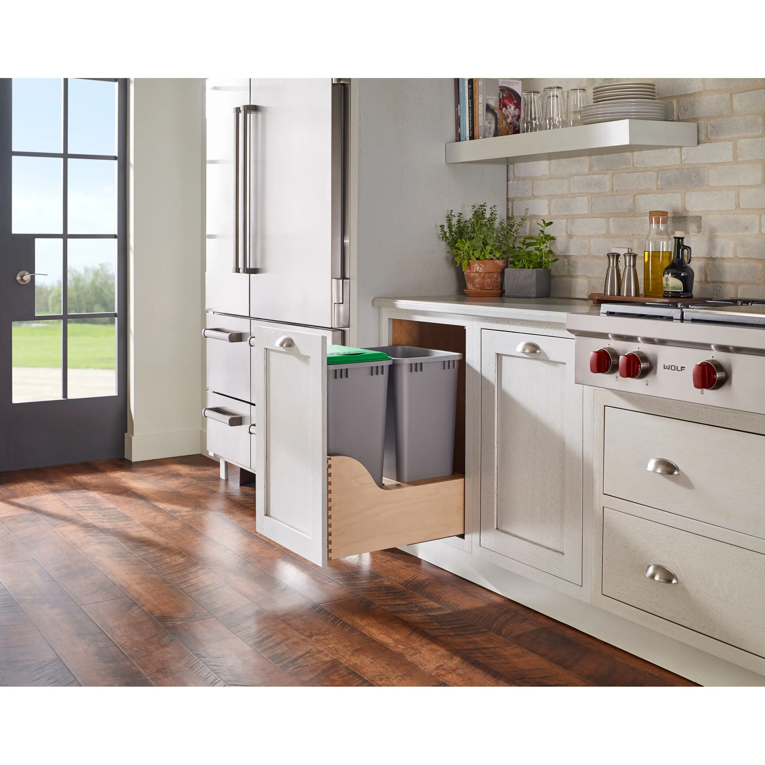 Rev-A-Shelf 50-Quart Soft-Close Dual Pull-Out Trash Can – Maple Frame, BLUMOTION Slides - Image 2