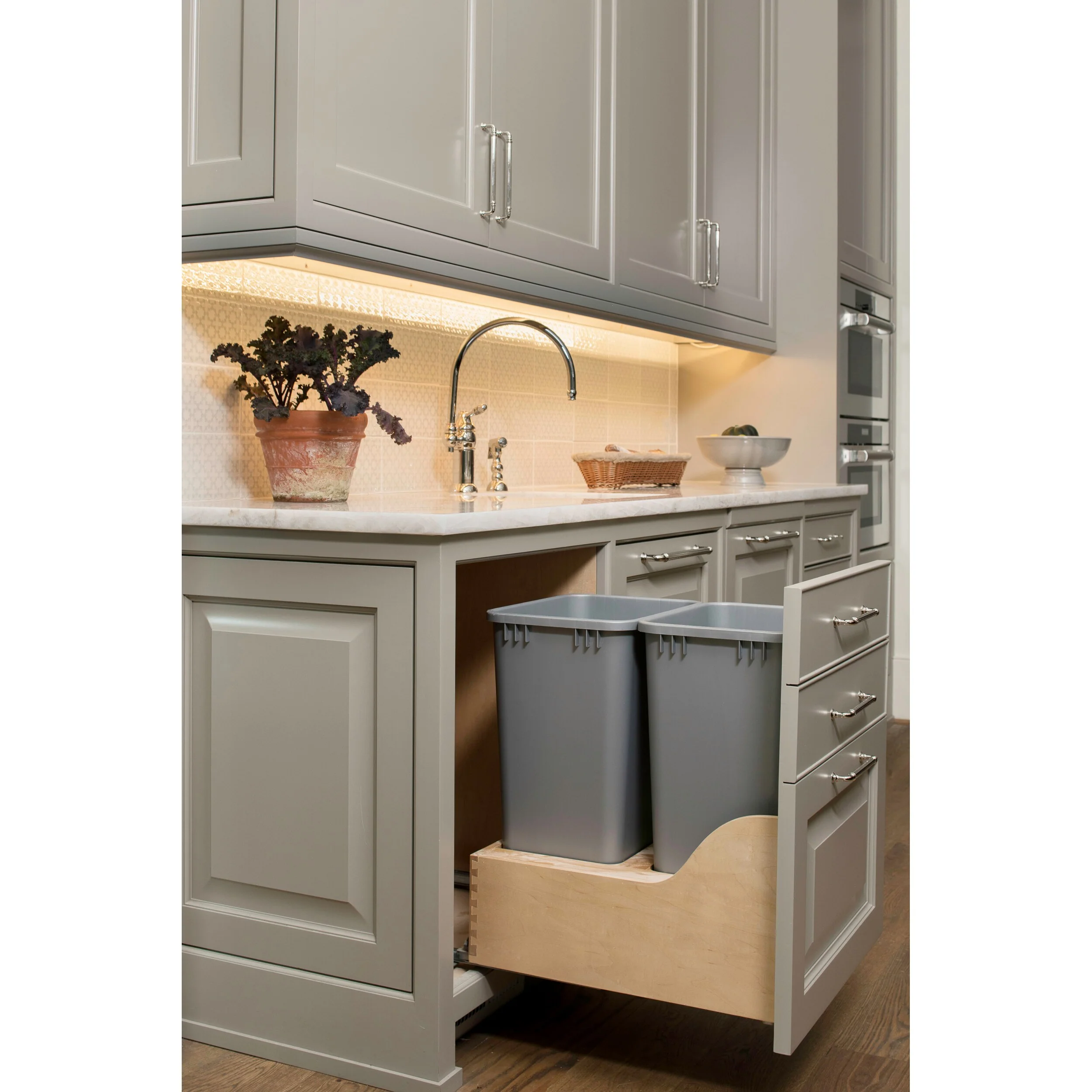 Rev-A-Shelf 50-Quart Soft-Close Dual Pull-Out Trash Can – Maple Frame, BLUMOTION Slides - Image 3