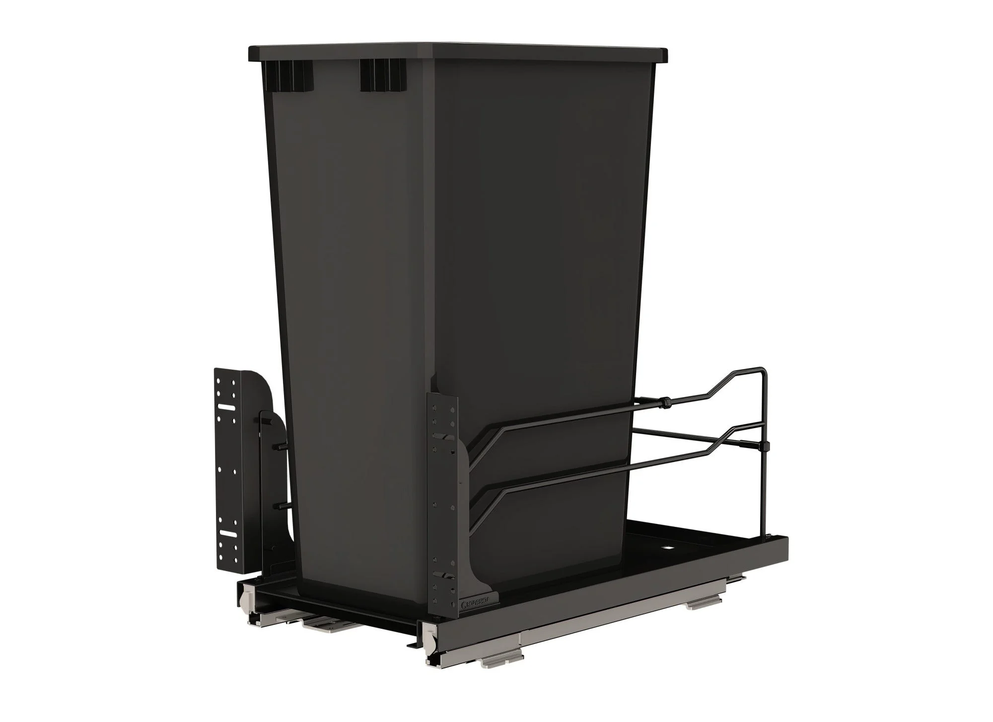 Rev-A-Shelf 53WC Series 50-Quart Single Pull-Out Trash Can with Soft-Close, Door-Mount, Black Frame - Image 2