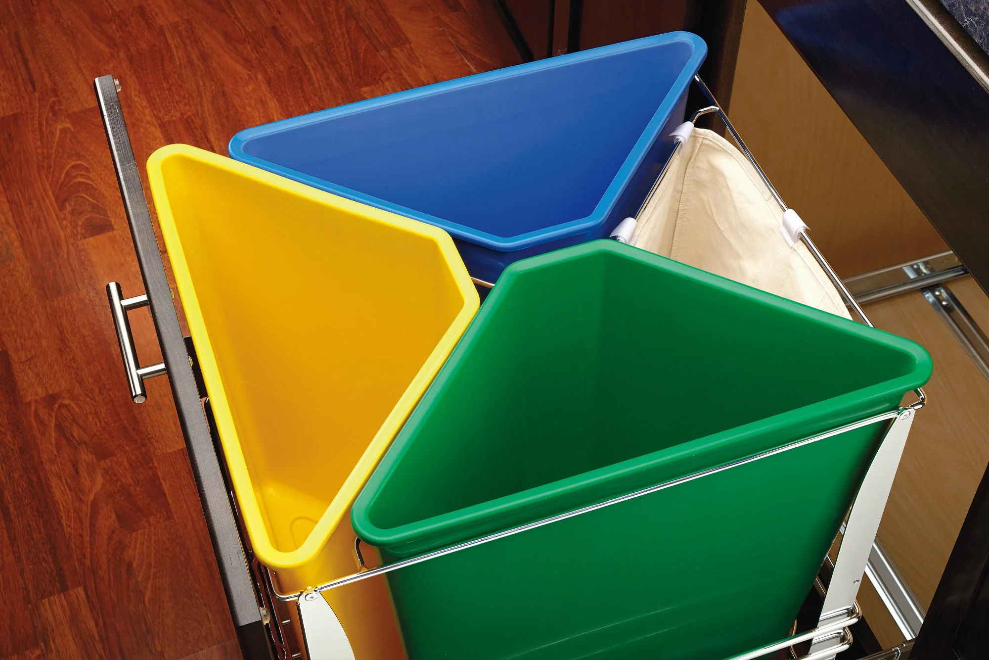 Rev-A-Shelf 5BBSC-WMDM24-C Recycle Center Waste System with Soft-Close, 3-Bin, Polished Chrome - Image 4