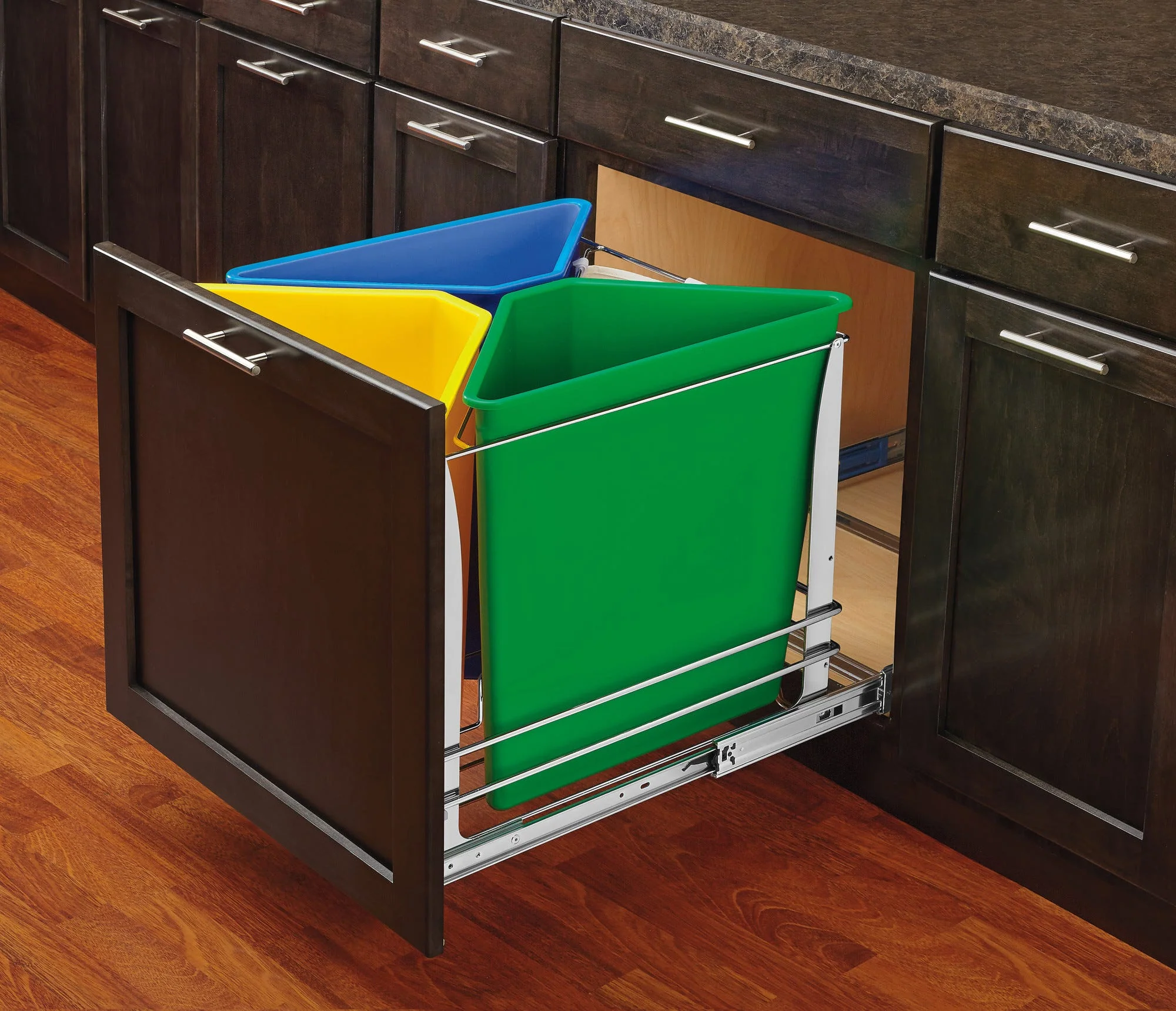 Rev-A-Shelf 5BBSC-WMDM24-C Recycle Center Waste System with Soft-Close, 3-Bin, Polished Chrome - Image 6