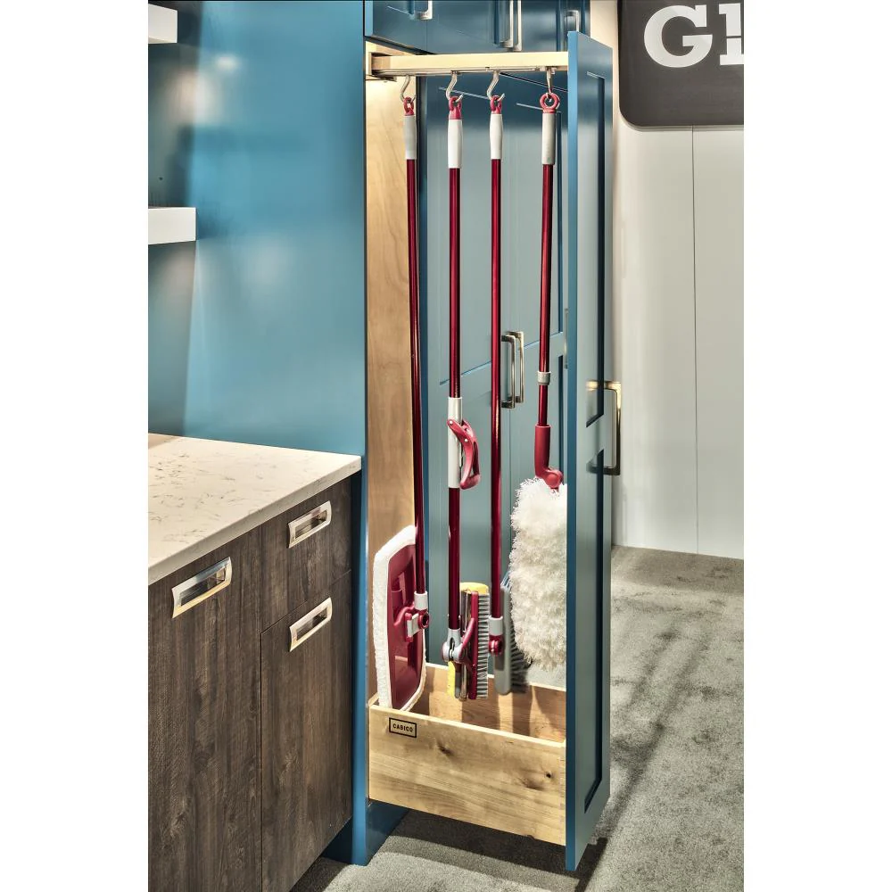 Rev-A-Shelf 6-in W x 5.06-in H 1-Tier Pull-Out Wood Soft-Close Cabinet Organizer with Adjustable Hooks - Image 2