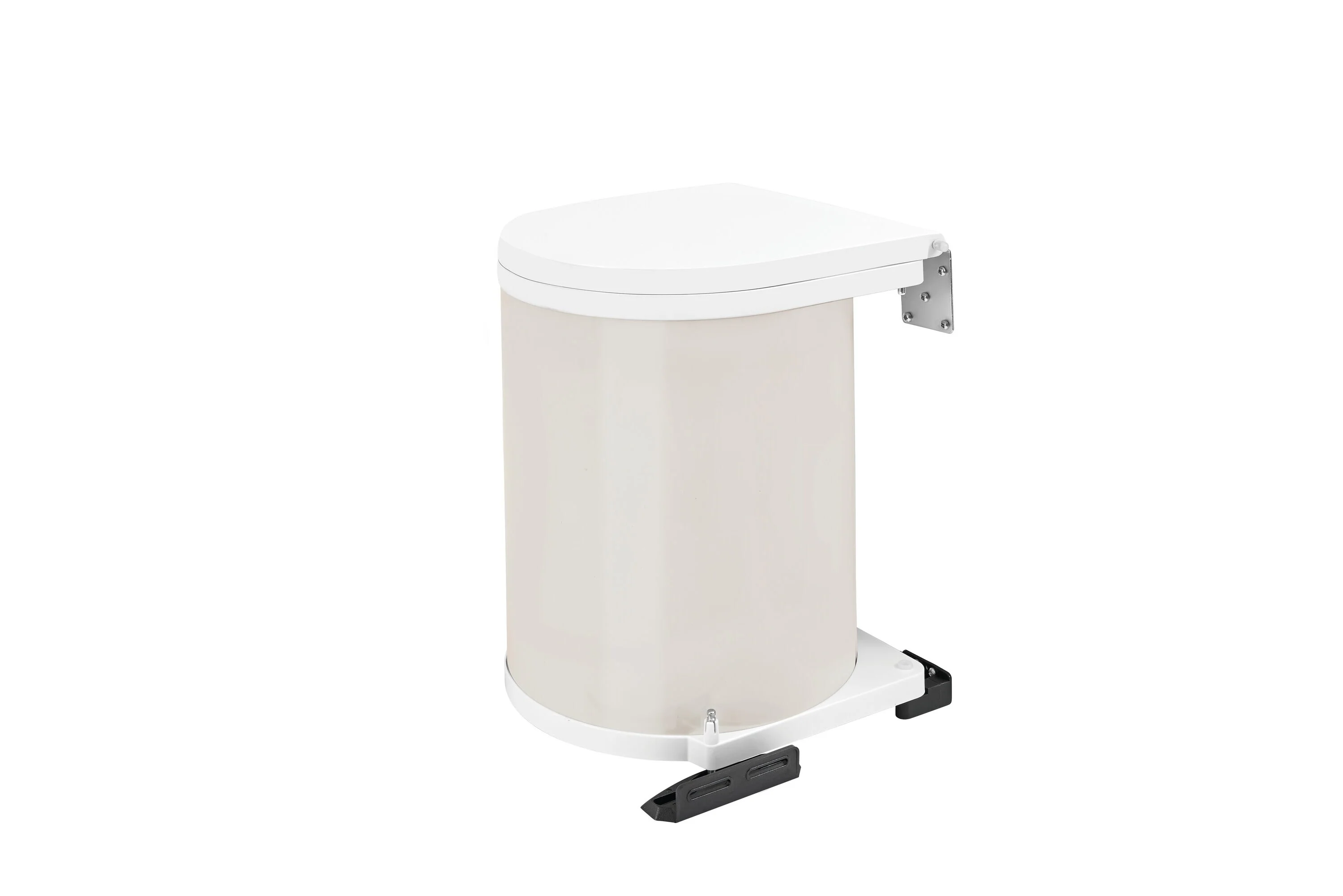 Rev-A-Shelf 6-Quart Plastic Pivot/Pull-Out Trash Can – White