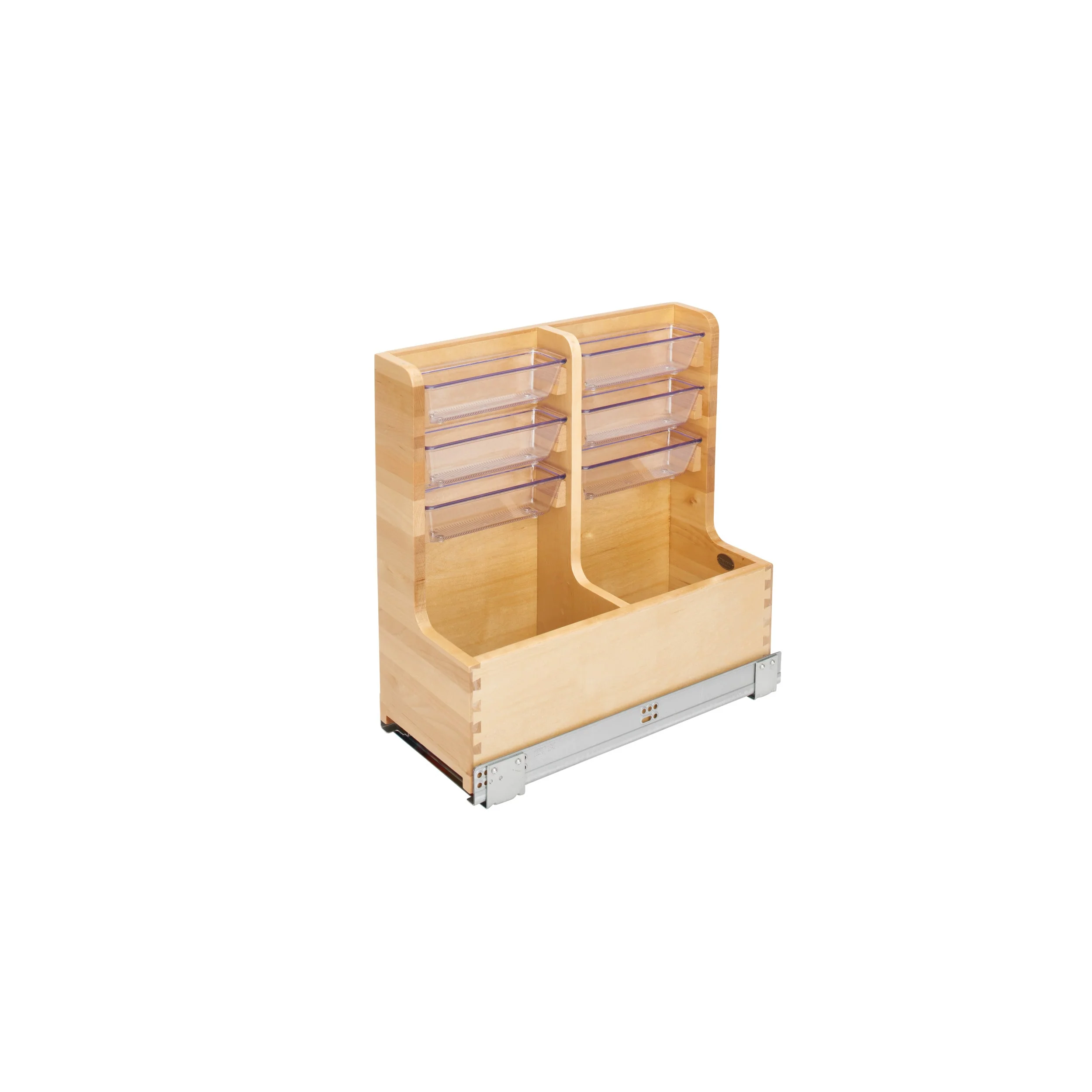 Rev-A-Shelf 8.75-in W x 18.88-in H 4-Tier Pull-Out Wood Soft-Close Vanity Organizer with Acrylic Bins