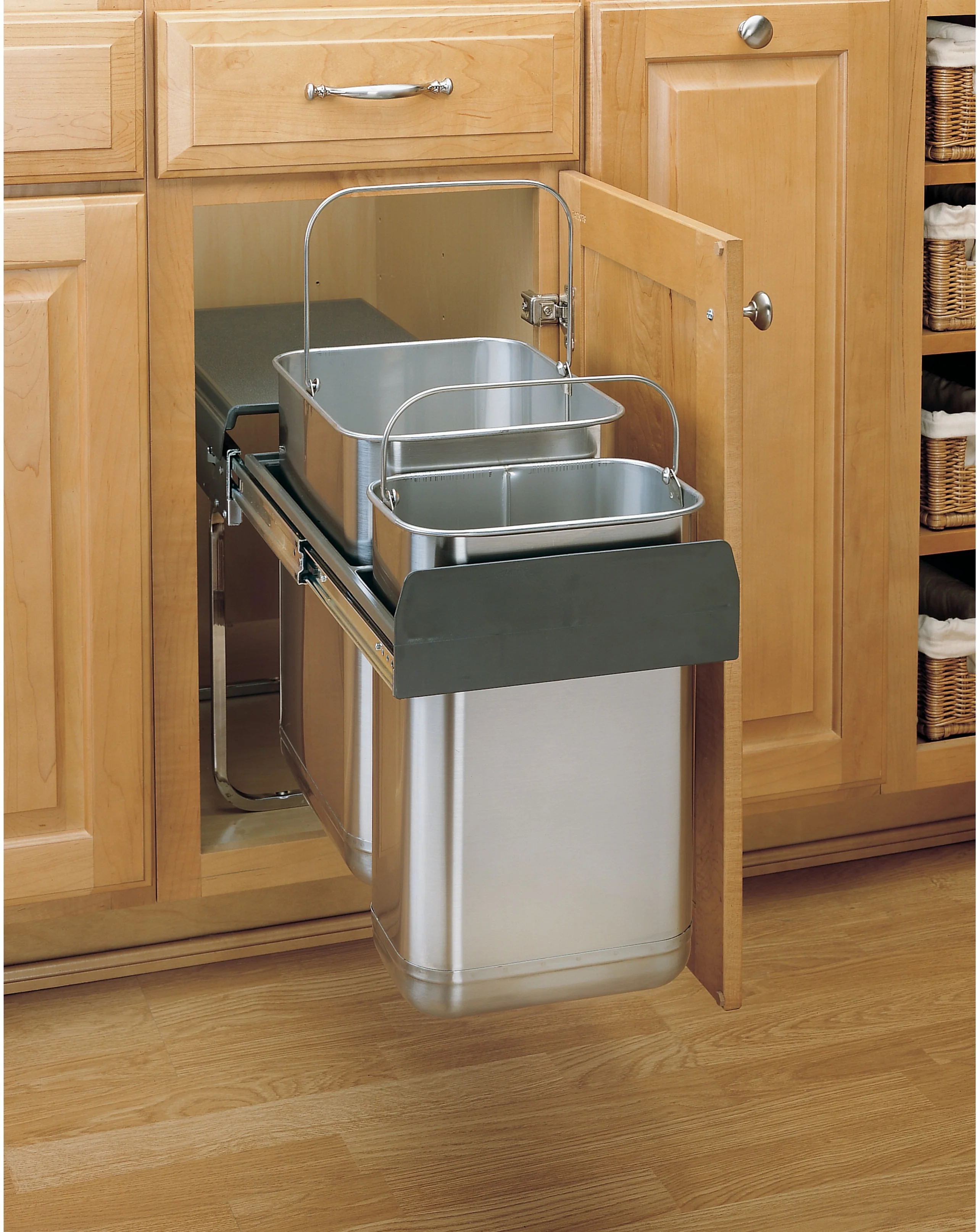 Rev-A-Shelf 8-785-30-2SS Stainless Steel Pull-Out Under-Sink Waste Containers, 10.25"W x 18.75"D x 15.19"H - Image 3