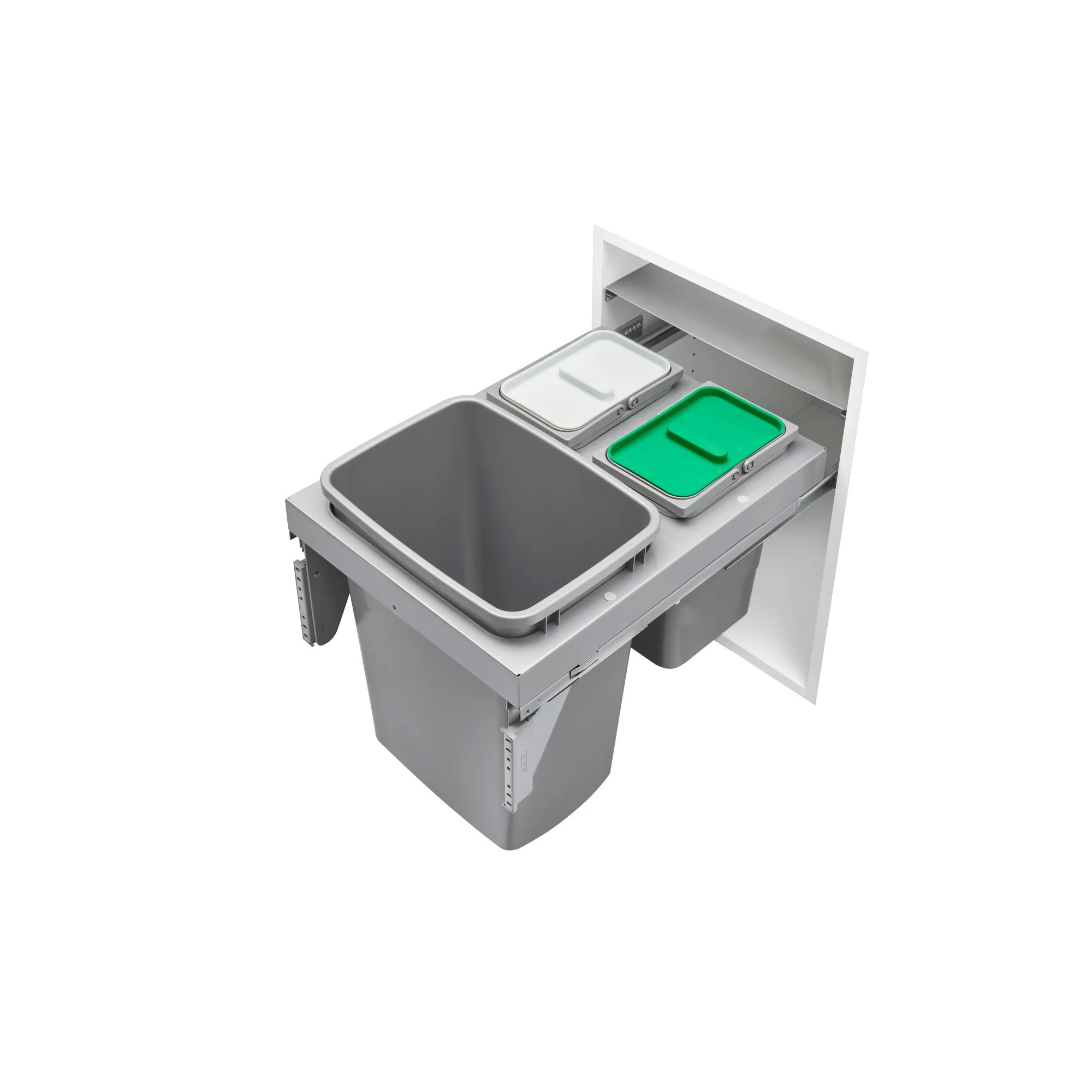 Rev-A-Shelf 8-Quart Plastic Soft-Close Triple Pull-Out Trash Can for 18-in Frameless Cabinets - Image 2