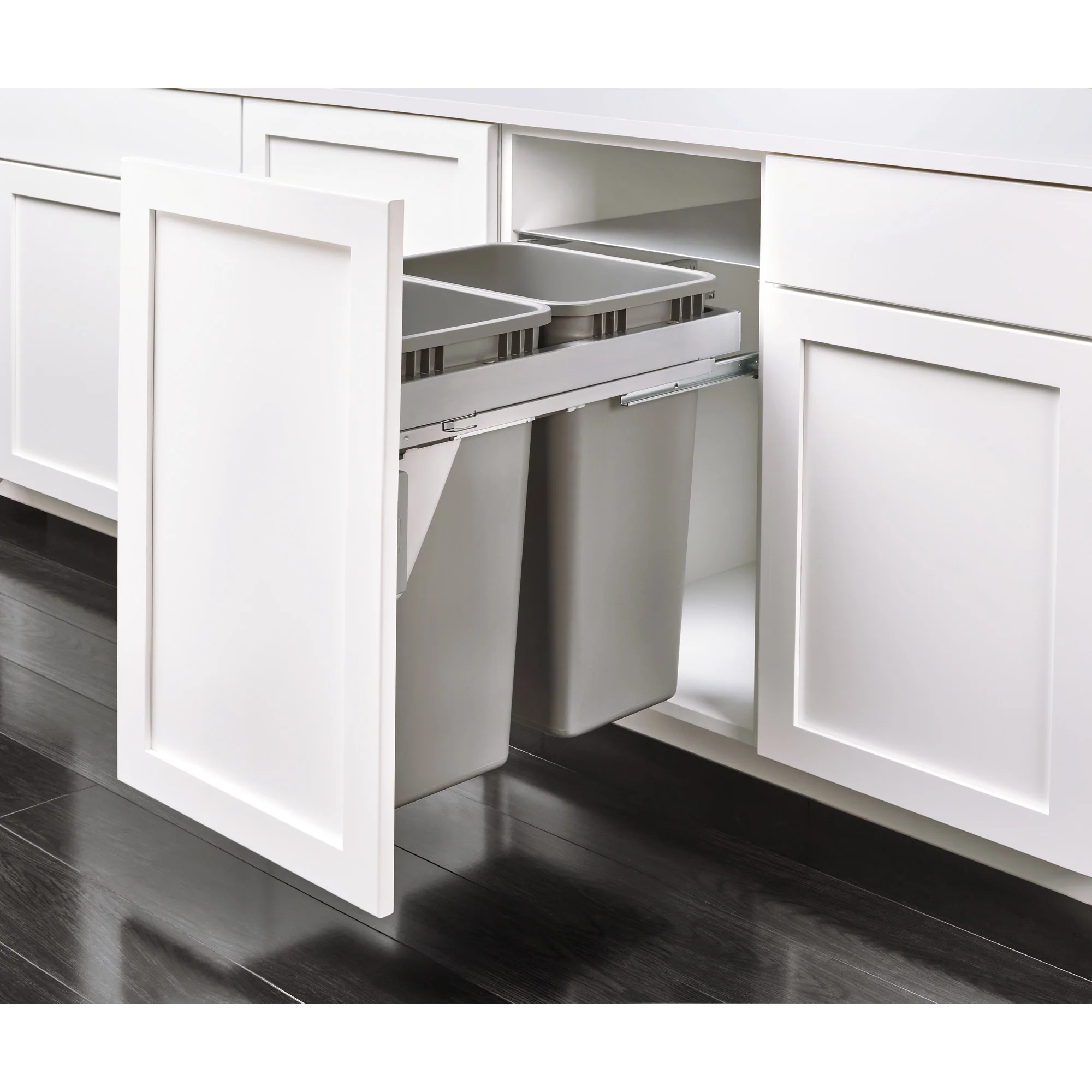 Rev-A-Shelf 8-Quart Plastic Soft-Close Triple Pull-Out Trash Can for 18-in Frameless Cabinets - Image 3