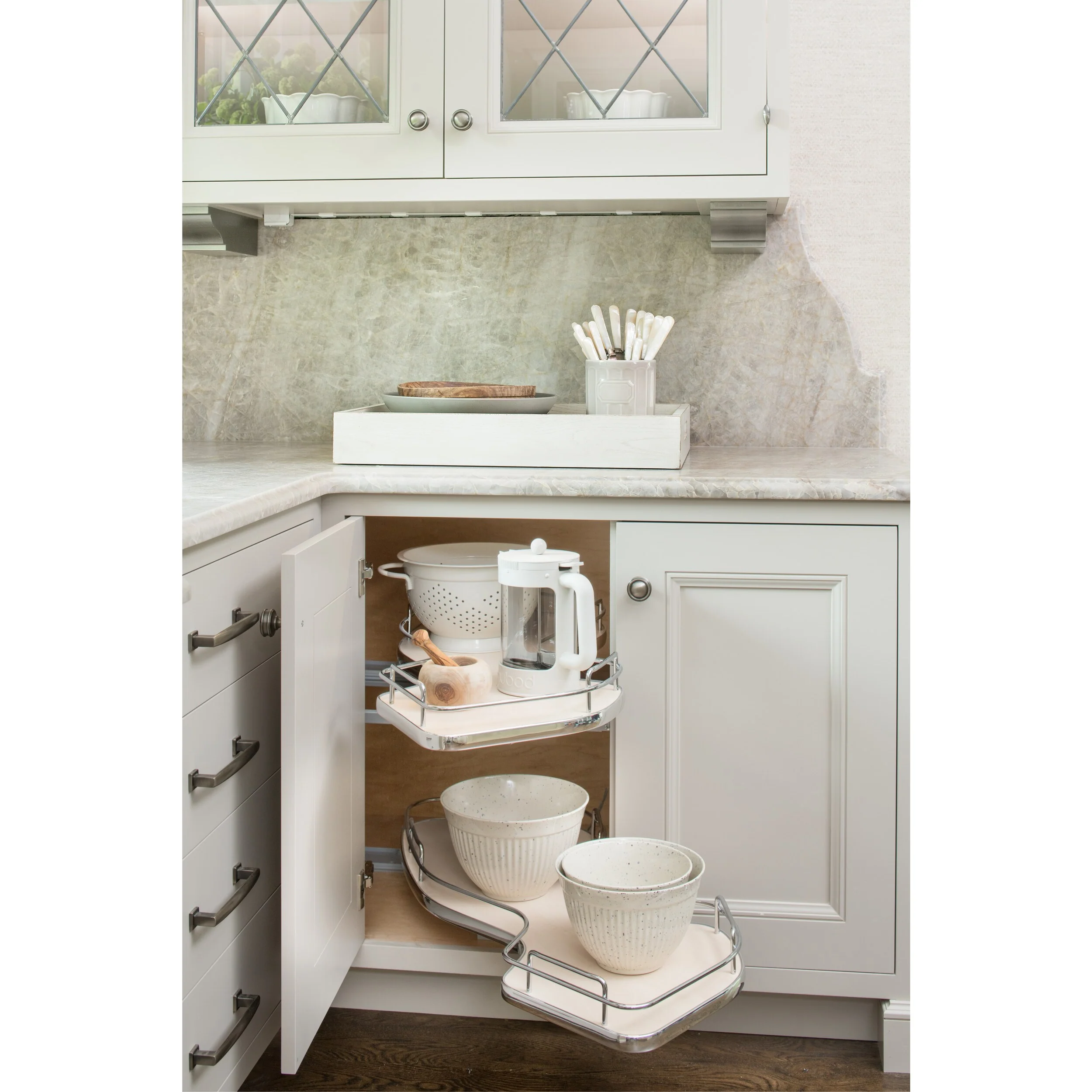 Rev-A-Shelf Cloud 37.62-in W x 24.5-in H 2-Tier Blind Corner Pull-Out Cabinet Organizer, Maple - Image 3