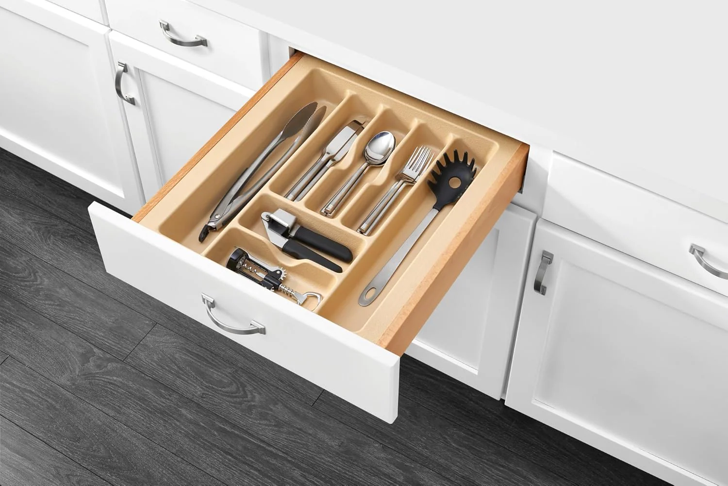 Rev-A-Shelf CT-3A-52 Large Almond Cutlery Tray Drawer Insert, 21.25" x 17.5" x 2.38" - Image 2