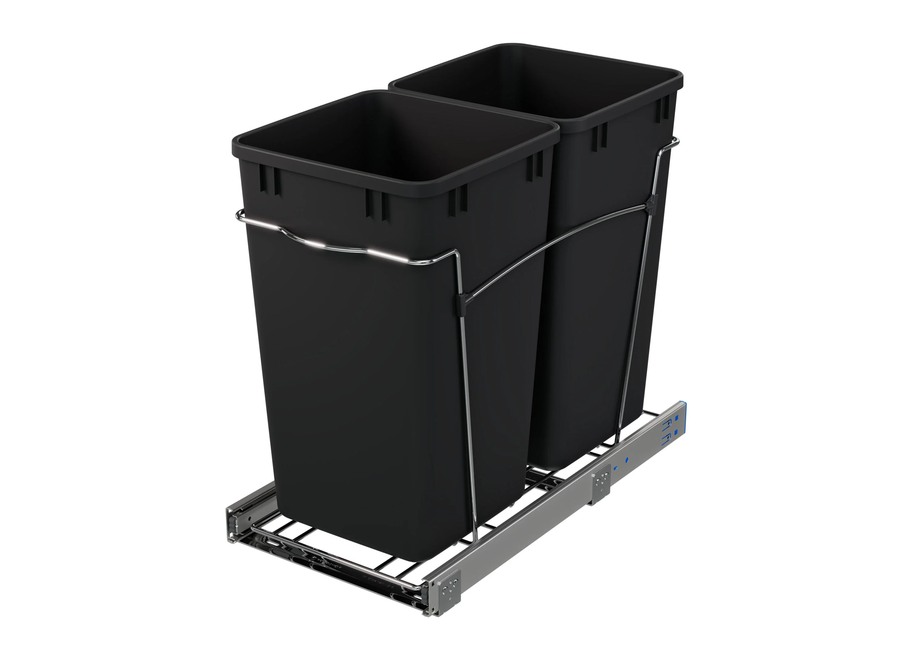 Rev-A-Shelf RV-15PSC-18-5 27-Quart Dual Plastic Soft-Close Pull-Out Trash Can (11.81 in W x 22 in D x 19.25 in H)
