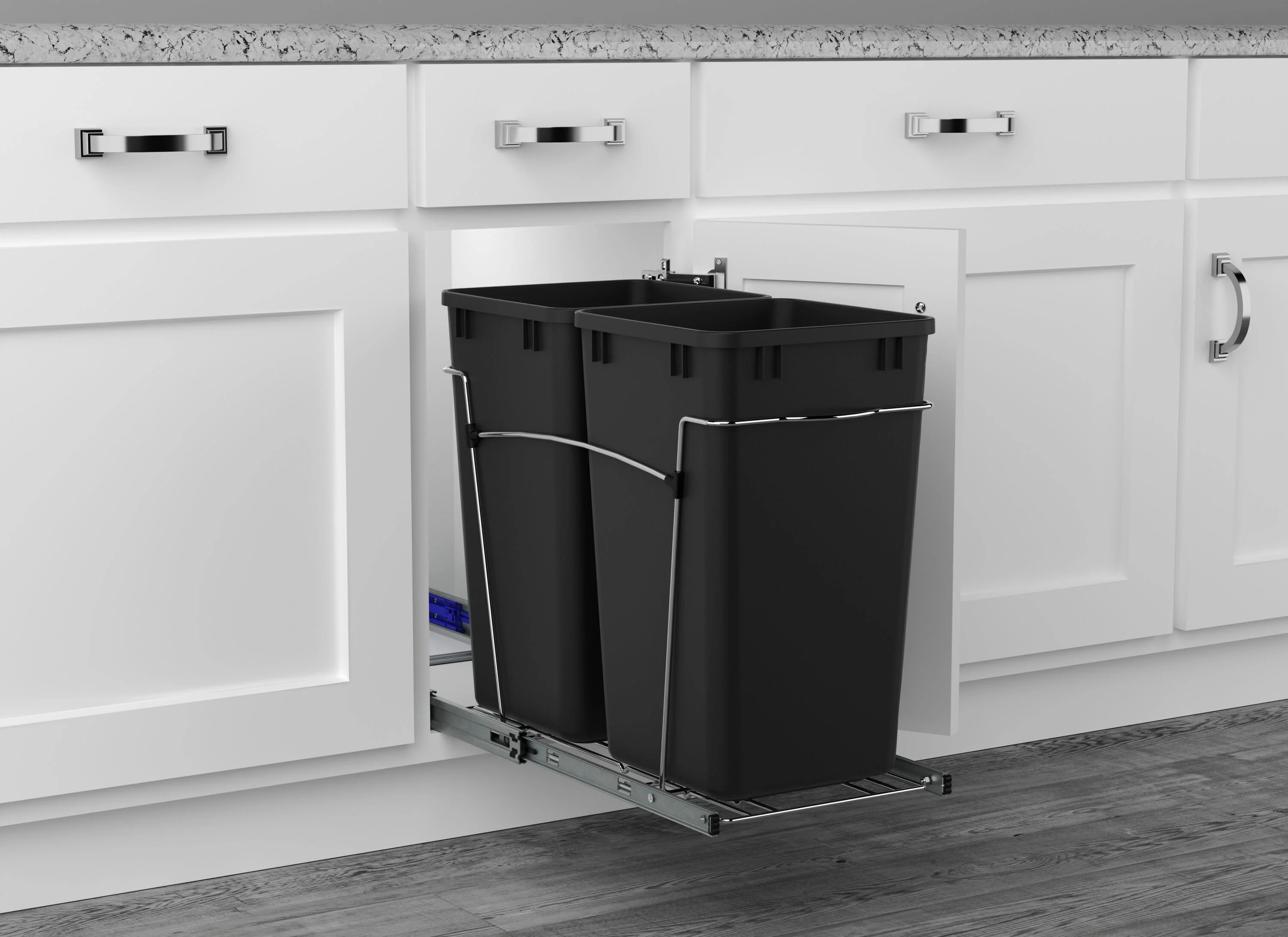 Rev-A-Shelf RV-15PSC-18-5 27-Quart Dual Plastic Soft-Close Pull-Out Trash Can (11.81 in W x 22 in D x 19.25 in H) - Image 8