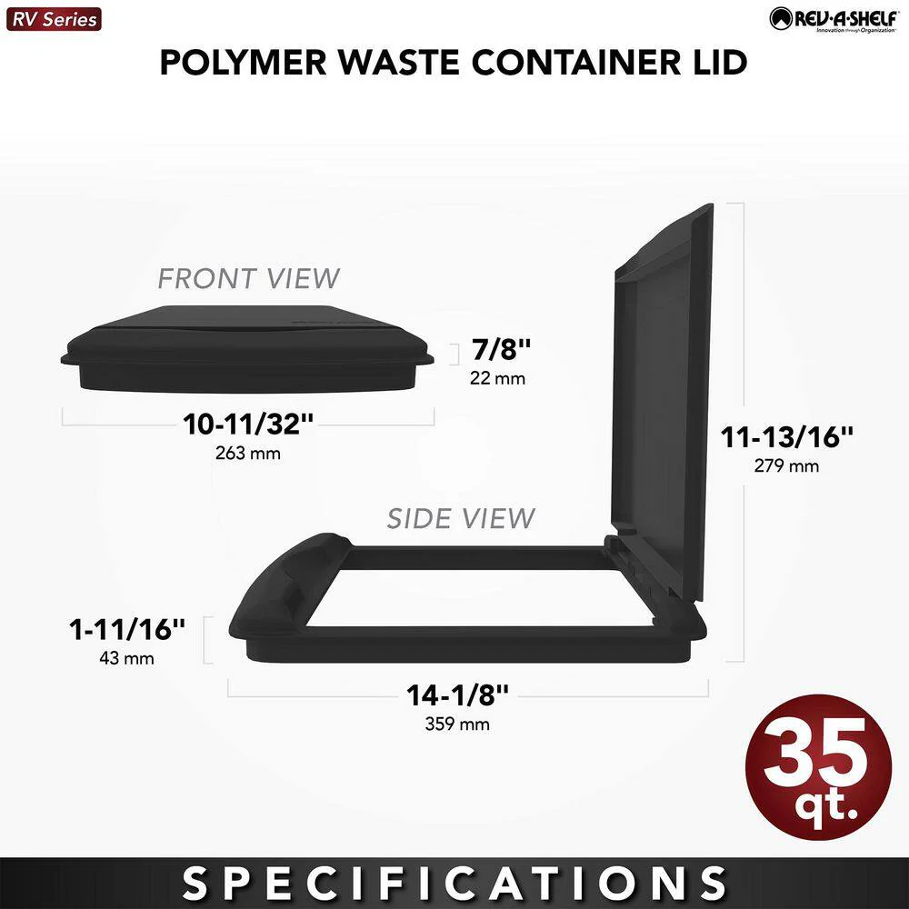 Rev-A-Shelf RV-35-LID-12-1 35-Quart Waste Container Lid Only β Champagne - Image 2
