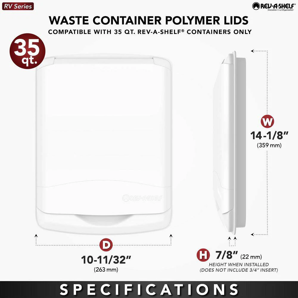 Rev-A-Shelf RV-35-LID-12-1 35-Quart Waste Container Lid Only β Champagne - Image 3