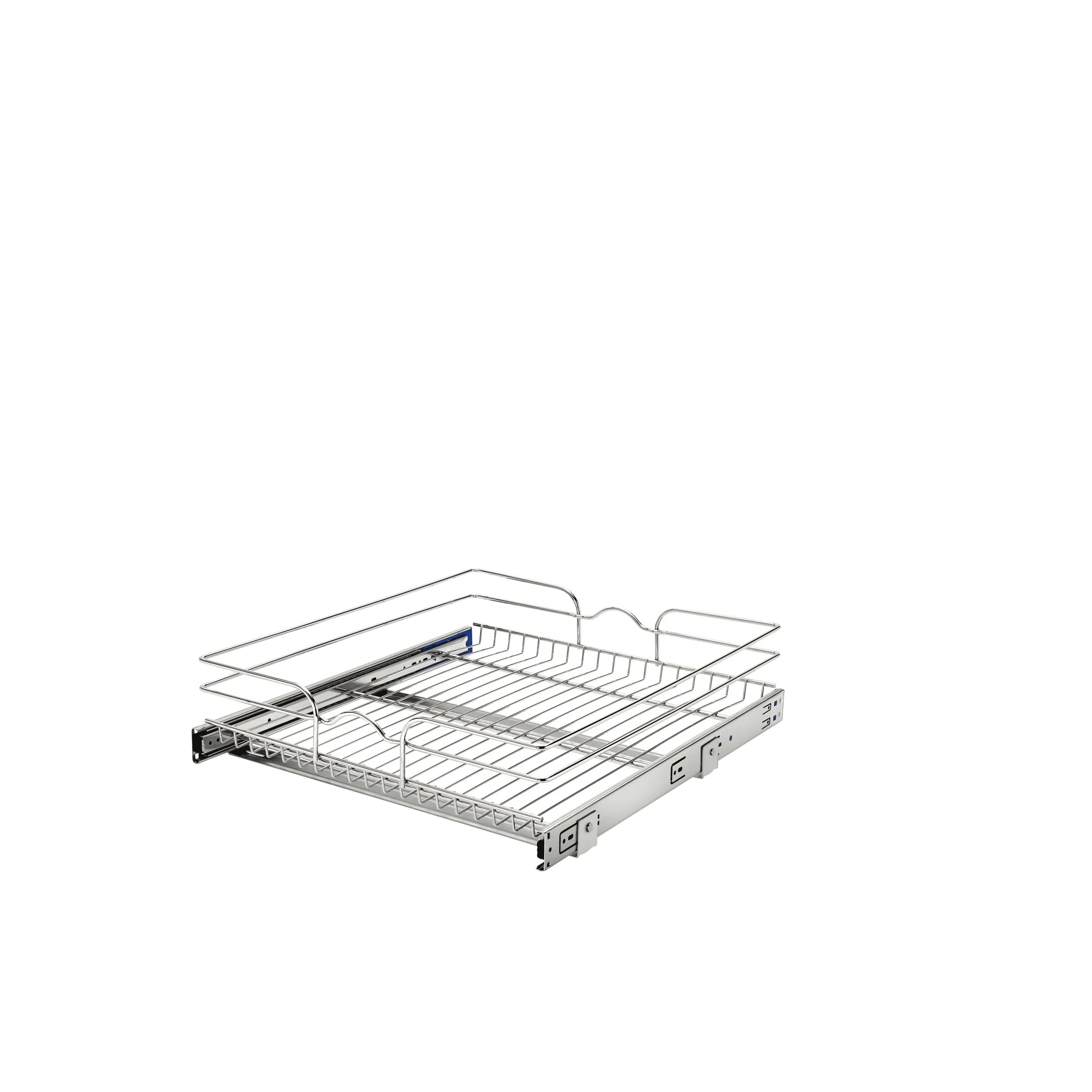 Rev-A-Shelf Single-Tier Pull-Out Basket Organizer, 20.5 in W x 6 in H x 22 in D, Chrome, Soft-Close