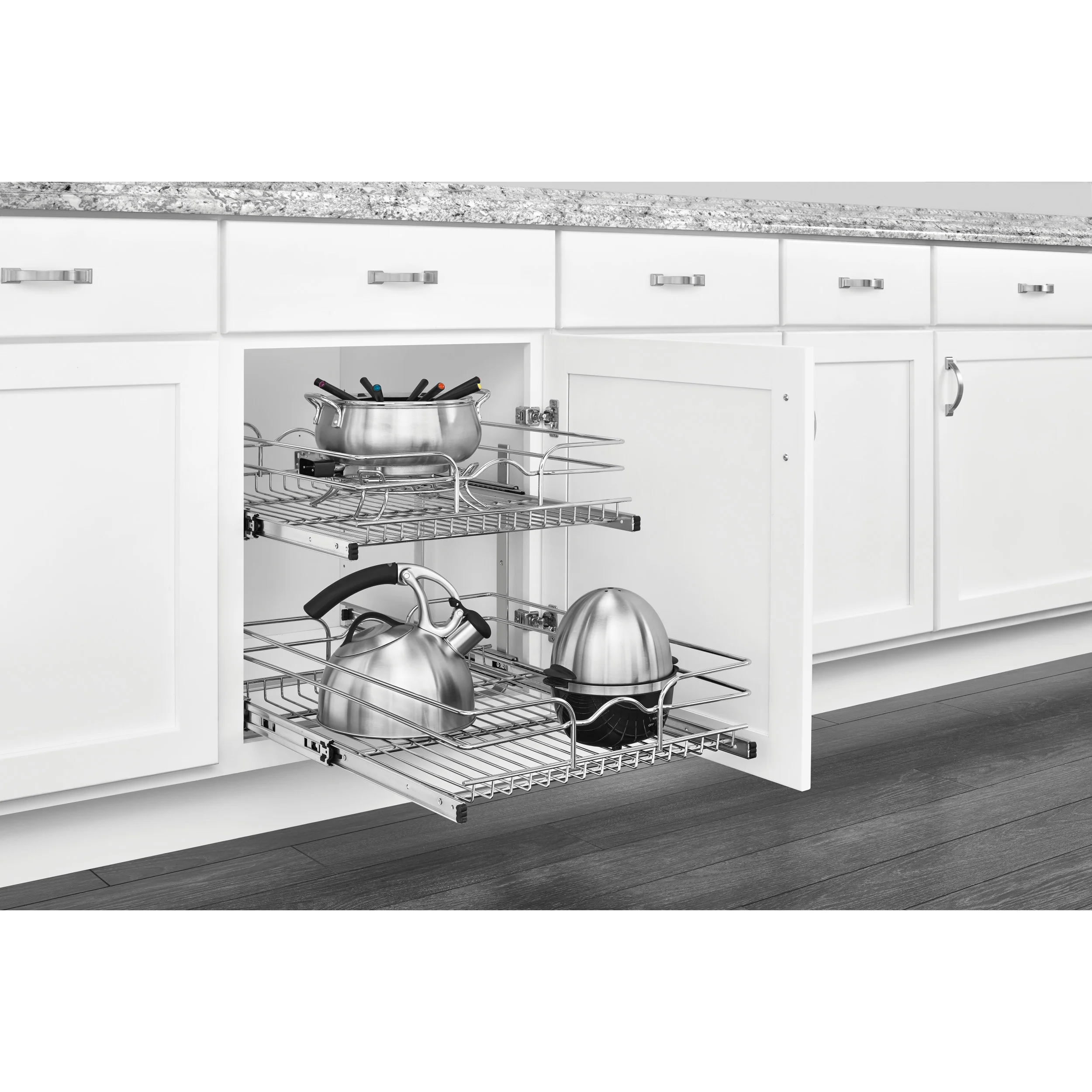 Rev-A-Shelf Two-Tier Pull-Out Baskets, 17.75-in W x 19-in H x 22-in D, Chrome, Soft-Close - Image 3