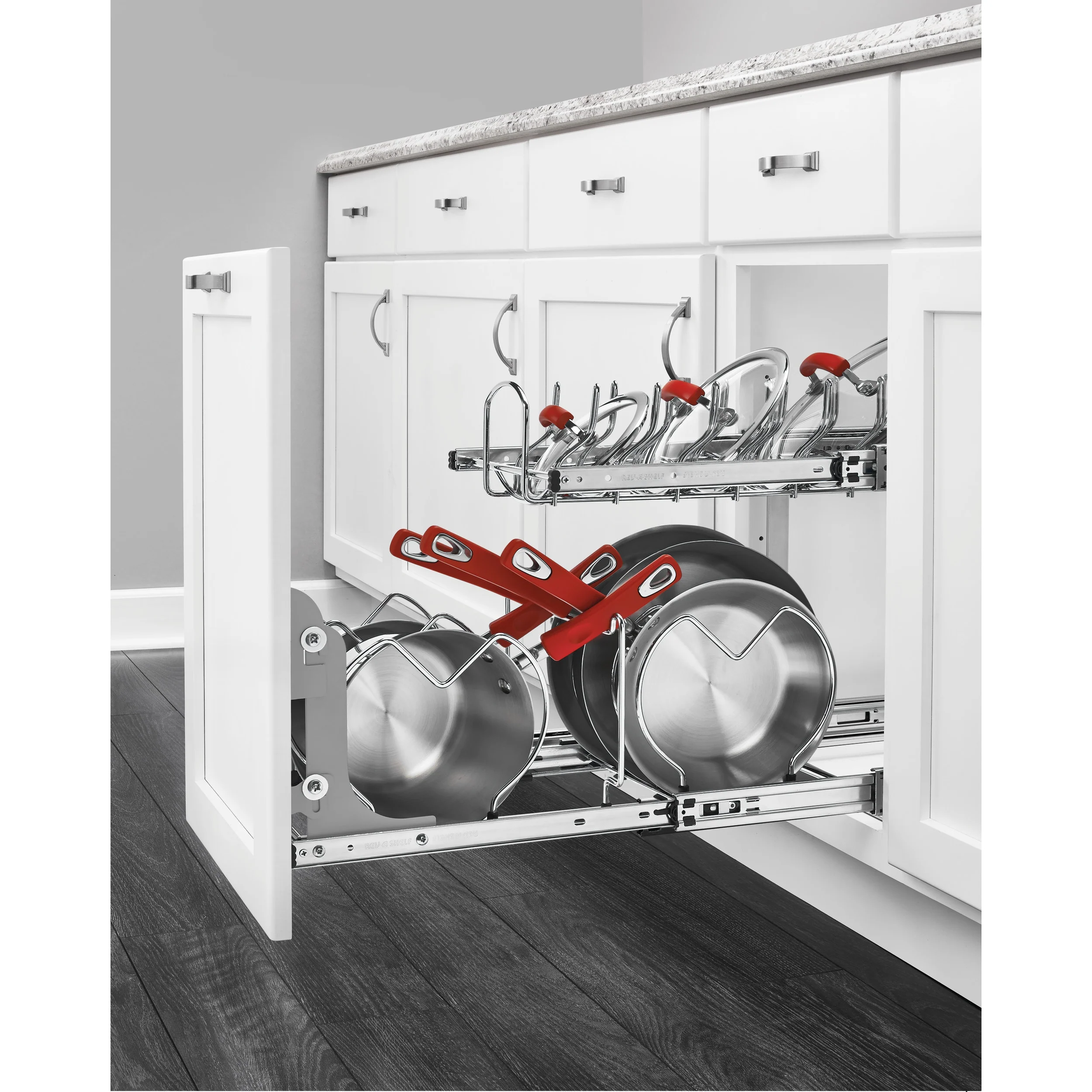 Rev-A-Shelf Two-Tier Pull-Out Baskets, 20.75-in W x 18.12-in H x 22-in D, Soft-Close Chrome Metal Organizer - Image 6