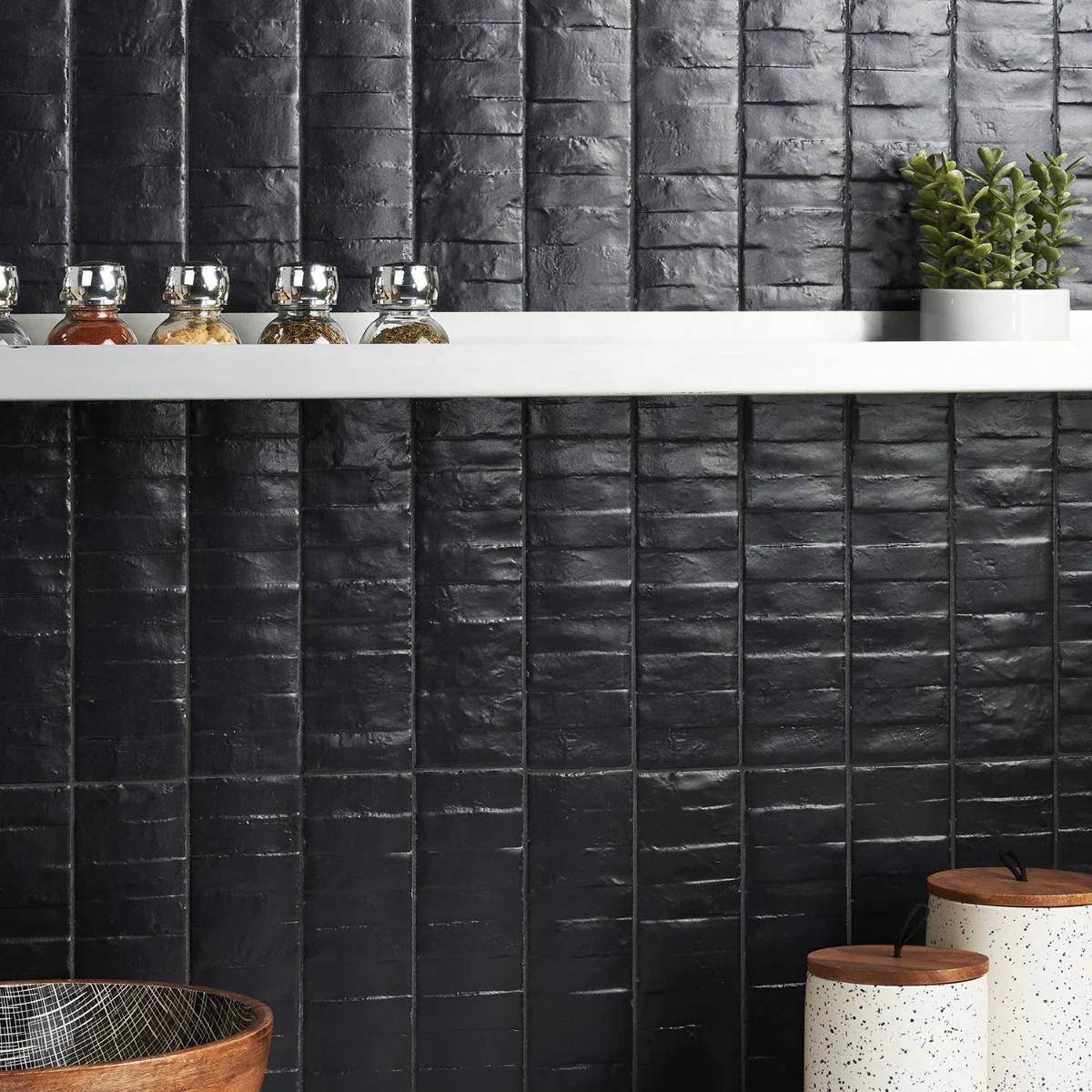 Rework Leather Black 3x12 Matte Porcelain Subway Tile - Lux Tile - Image 9