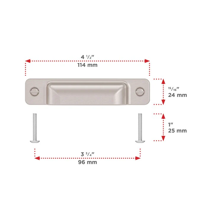 Richelieu Torino (128mm) Center to Center Rectangular Cup Drawer Pull - Image 4