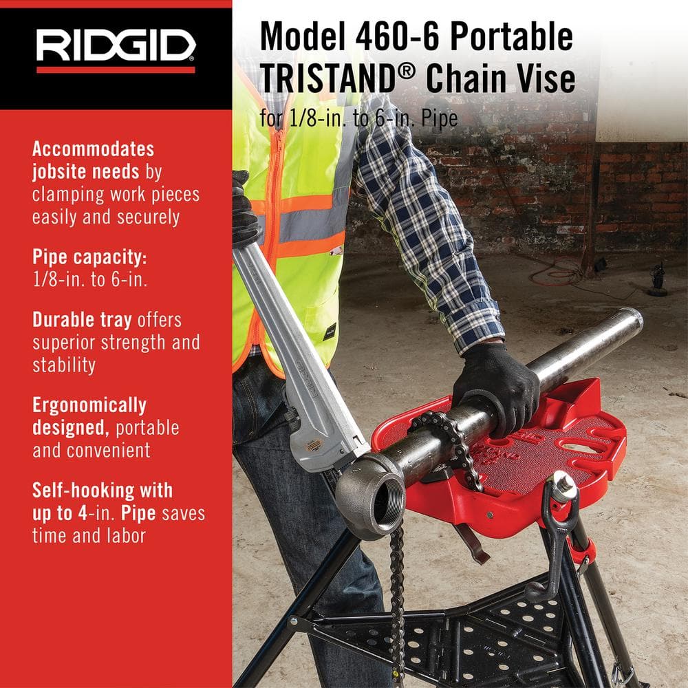RIDGID 1/8 in. to 6 in. Model 460-6 Portable TriStand Chain Vise - Image 2