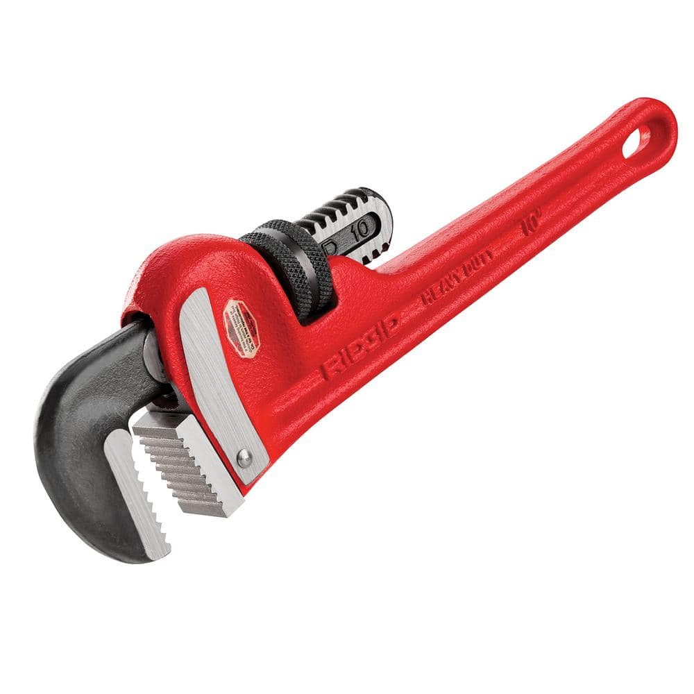 RIDGID 10 in. Heavy-Duty Straight Pipe Wrench, 1-1/2 in. Capacity