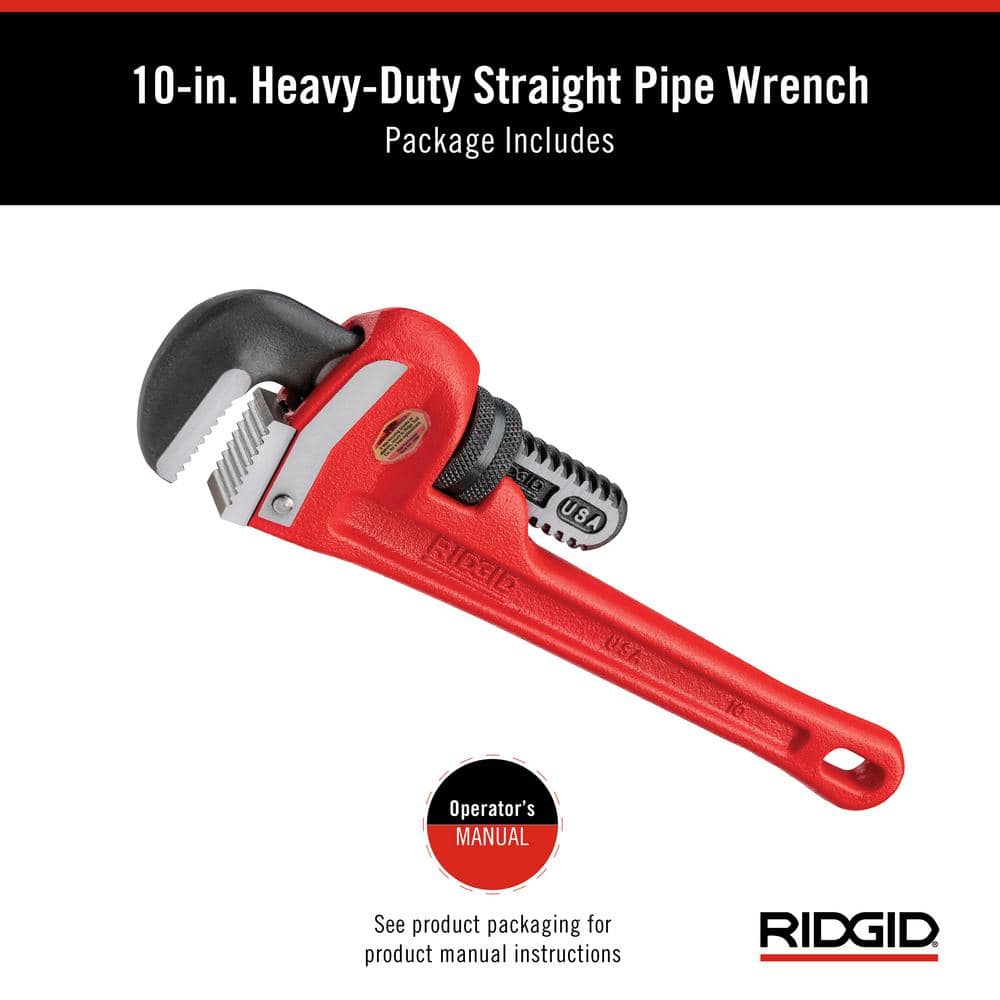 RIDGID 10 in. Heavy-Duty Straight Pipe Wrench, 1-1/2 in. Capacity - Image 7